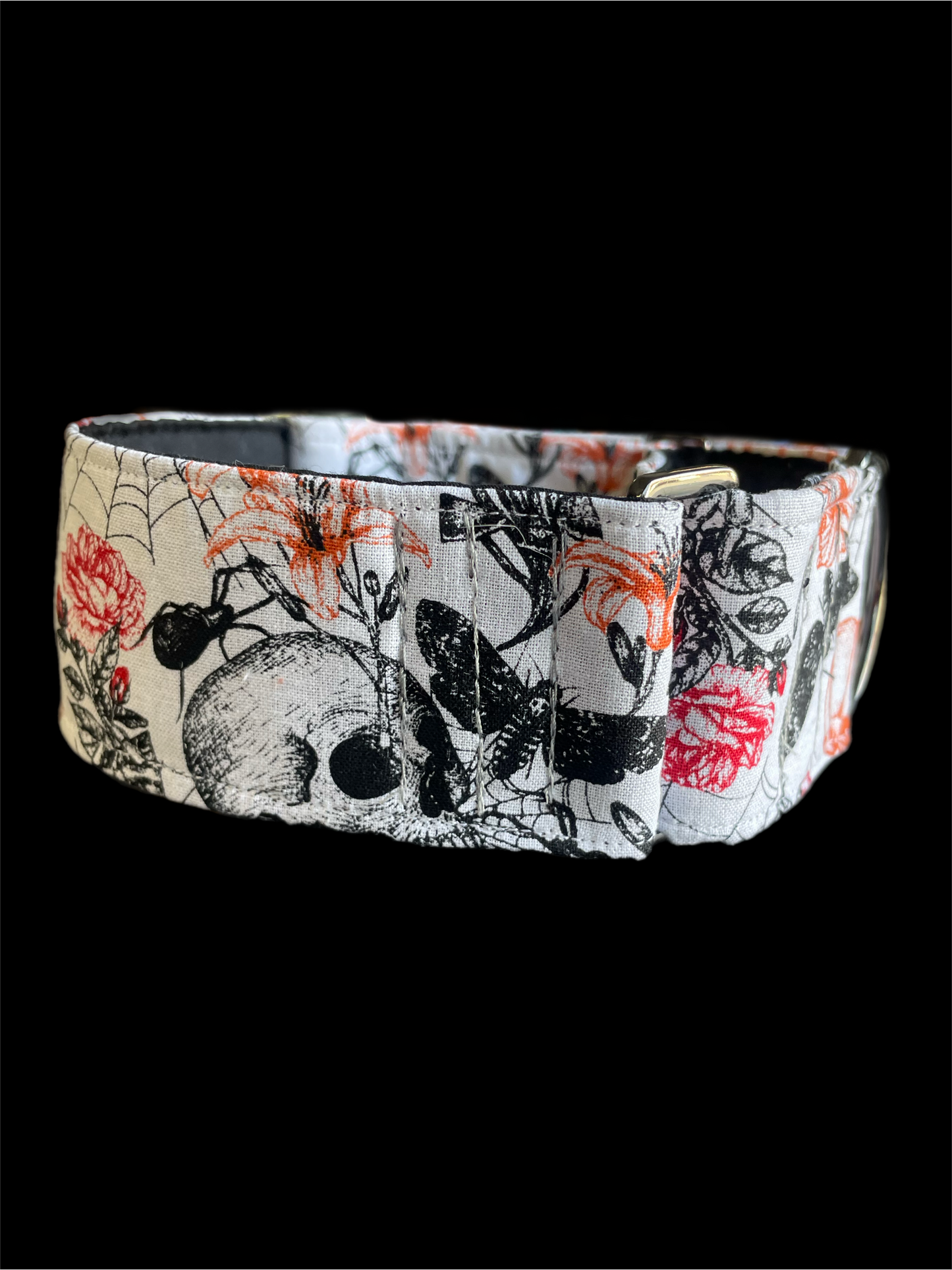 Spooky Halloween designs martingale collar greyhound 5cms cotton fabric covered webbing