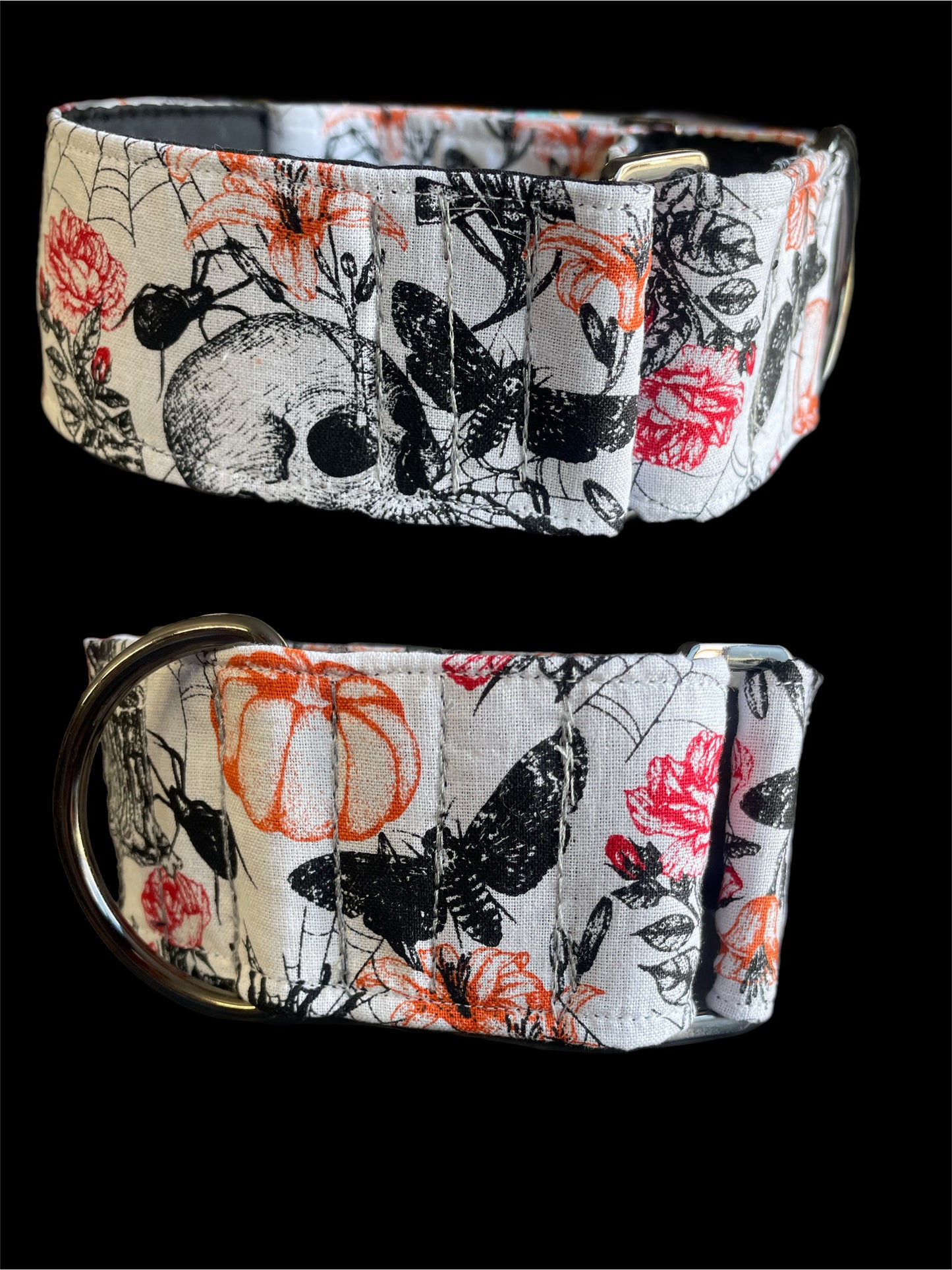 Spooky Halloween designs martingale collar greyhound 5cms cotton fabric covered webbing