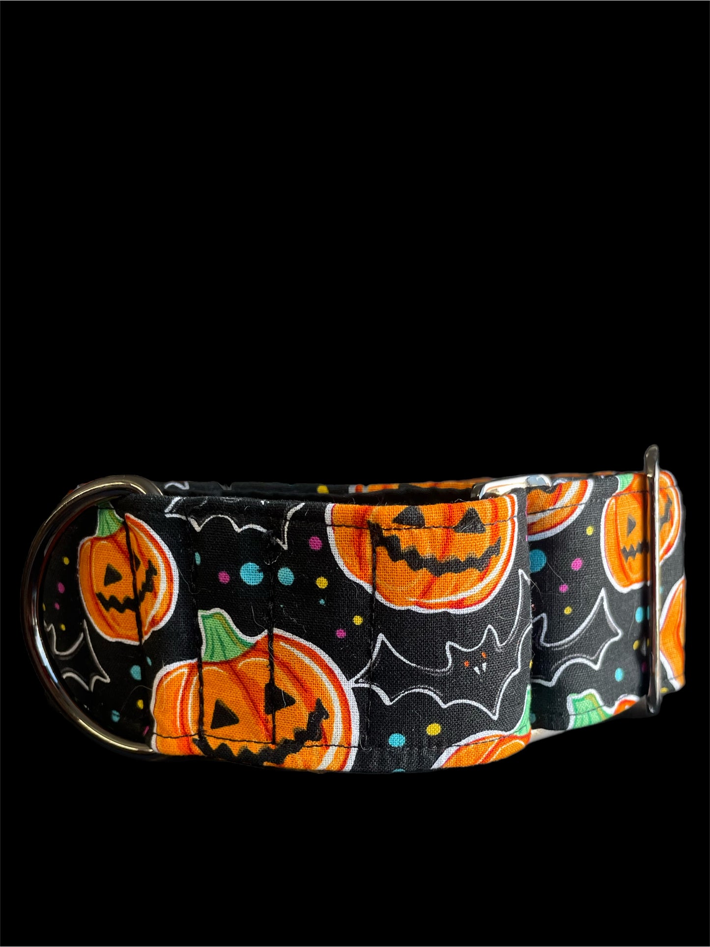 Spooky Halloween designs martingale collar greyhound 5cms cotton fabric covered webbing