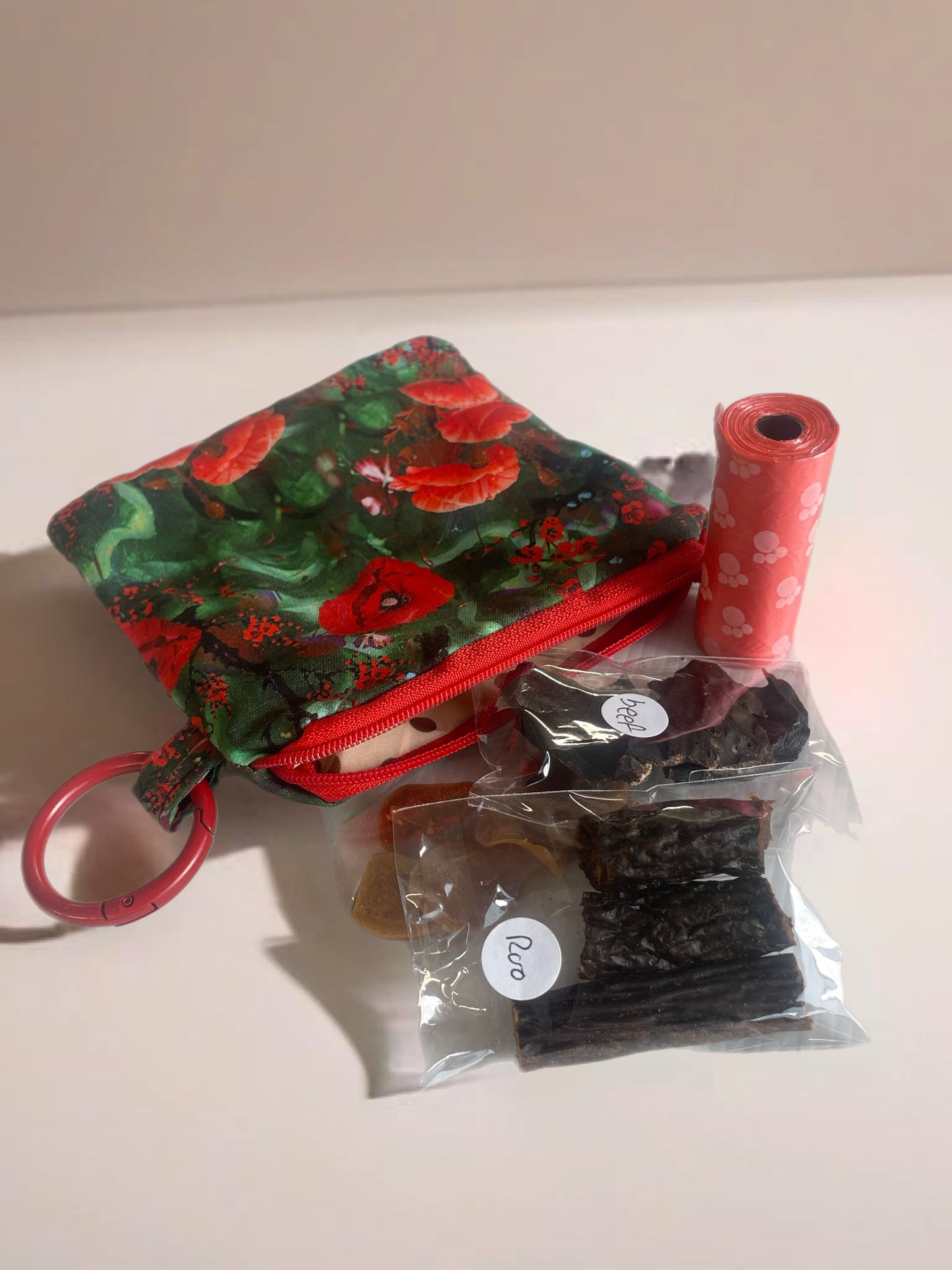 Beautiful red poppies on lush green greyhound Martingale collar cotton covered 50mm & 38mm super soft