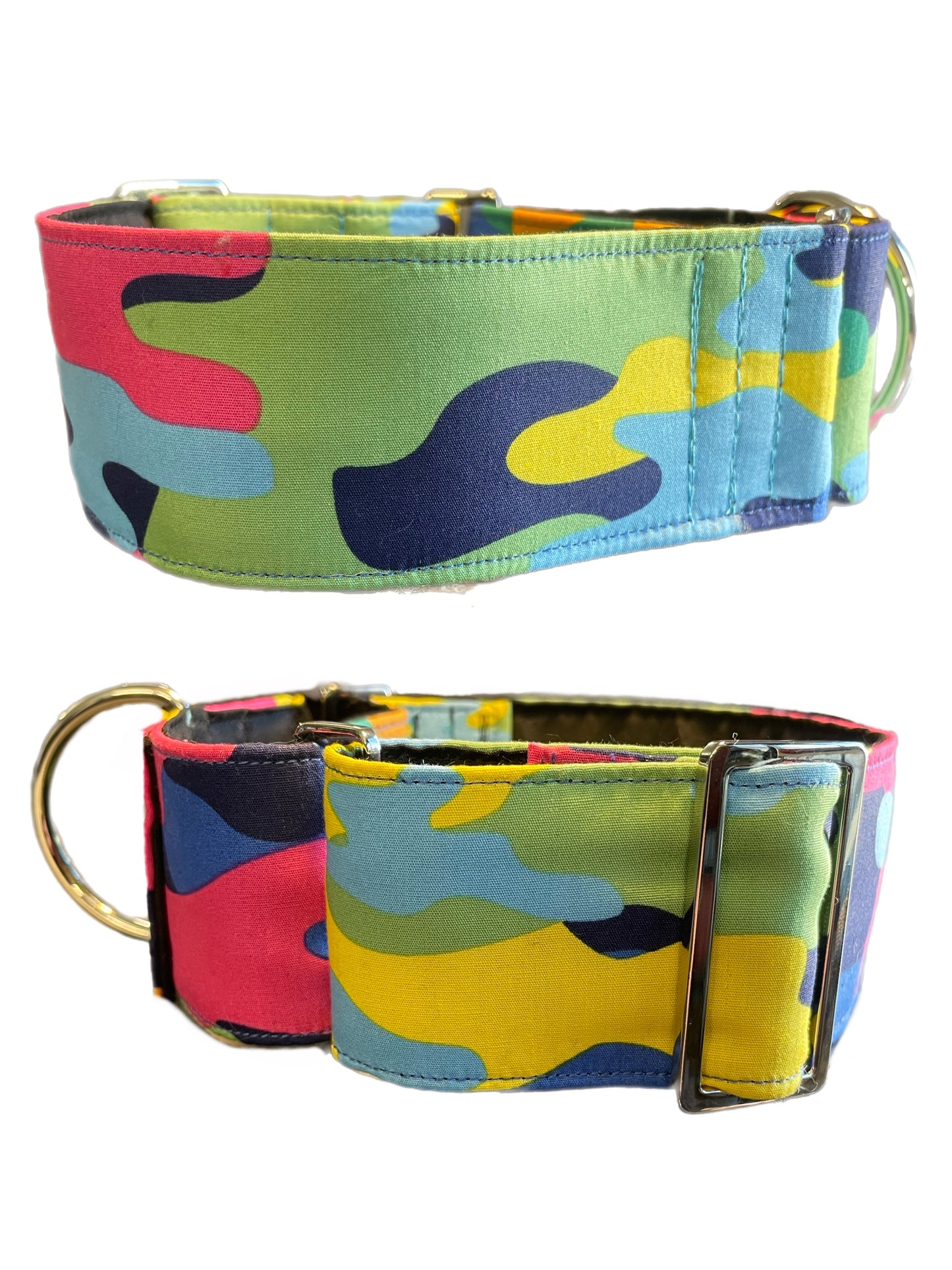 Colors in cammo greyhound Martingale collar cotton covered 50mm width super soft
