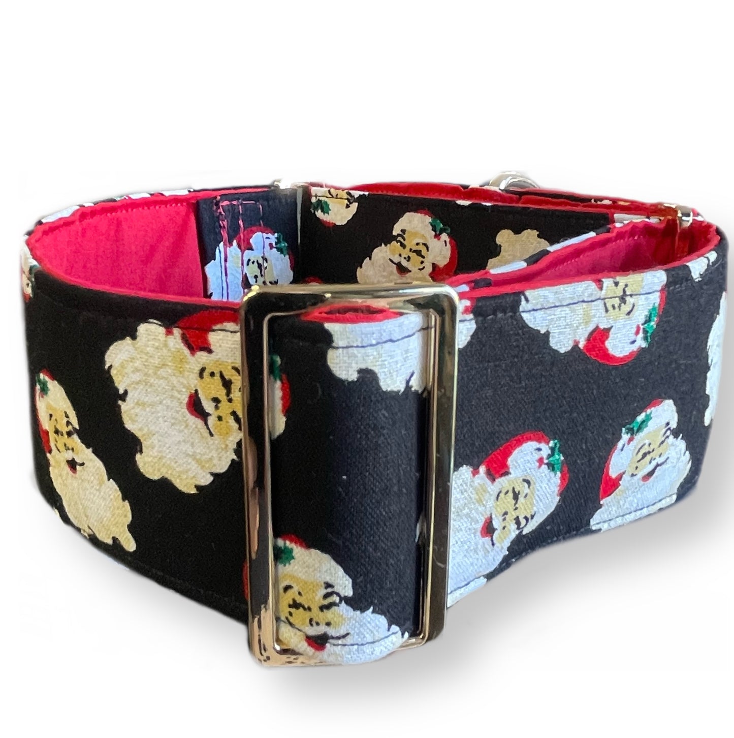 Merry making Christmas Santa Cotton covered greyhound Martingale collar 50mm width super soft