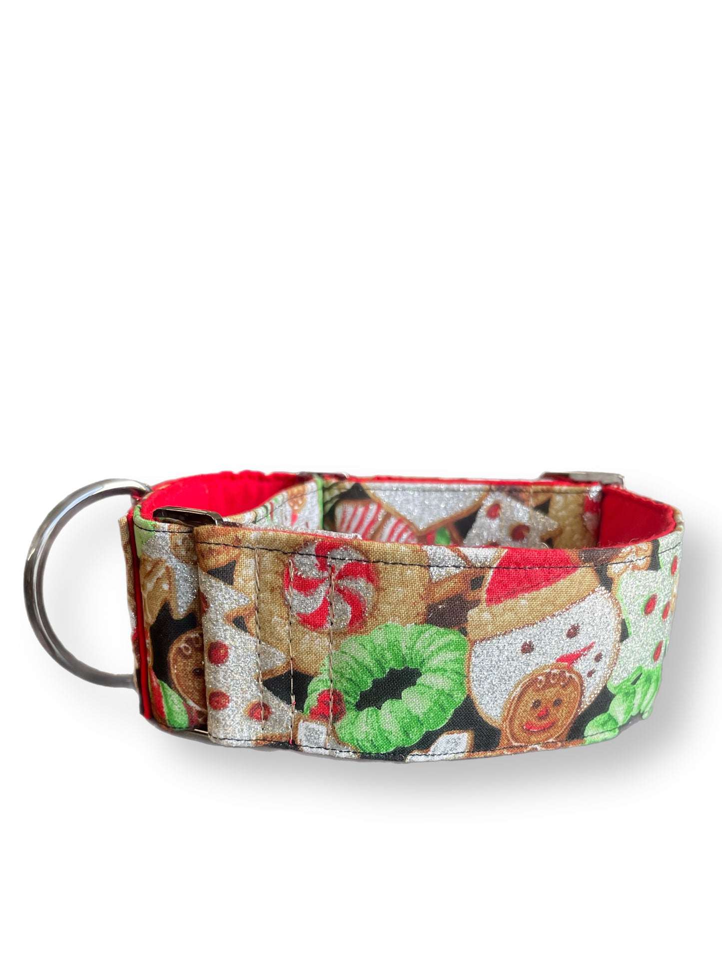 Merry making Christmas Santa Cotton covered greyhound Martingale collar 50mm width super soft