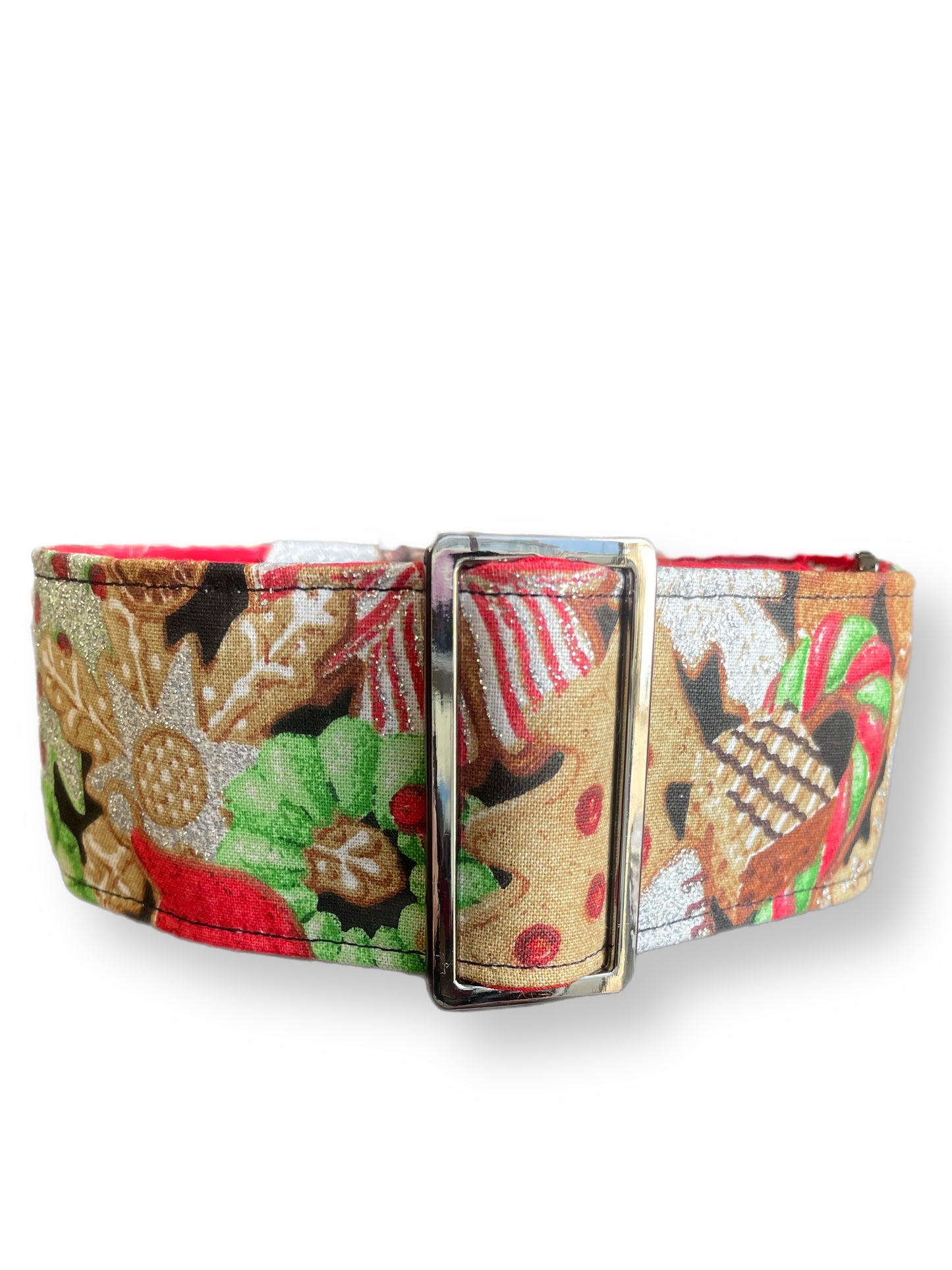 Merry making Christmas Santa Cotton covered greyhound Martingale collar 50mm width super soft