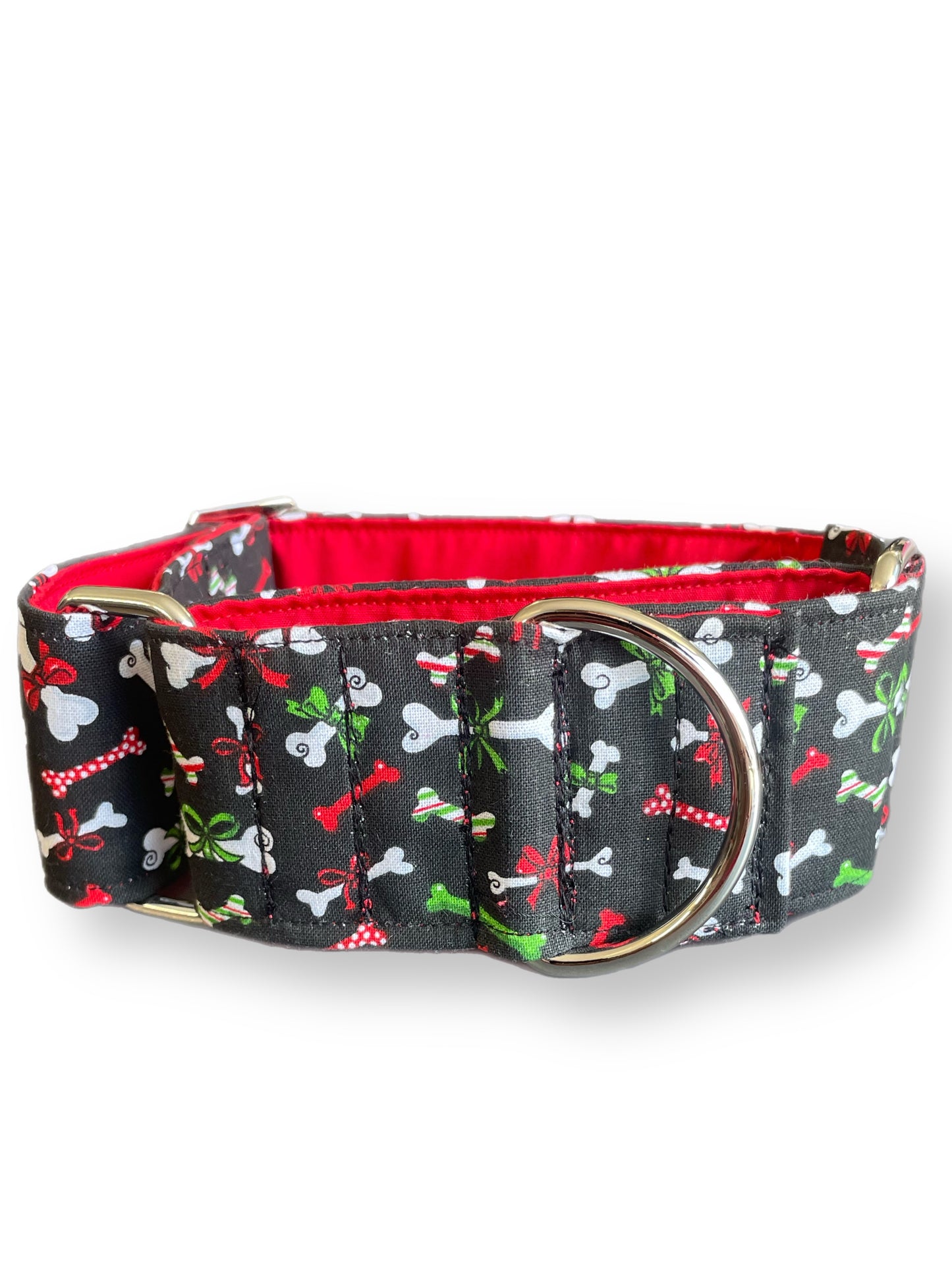 Merry making Christmas Santa Cotton covered greyhound Martingale collar 50mm width super soft