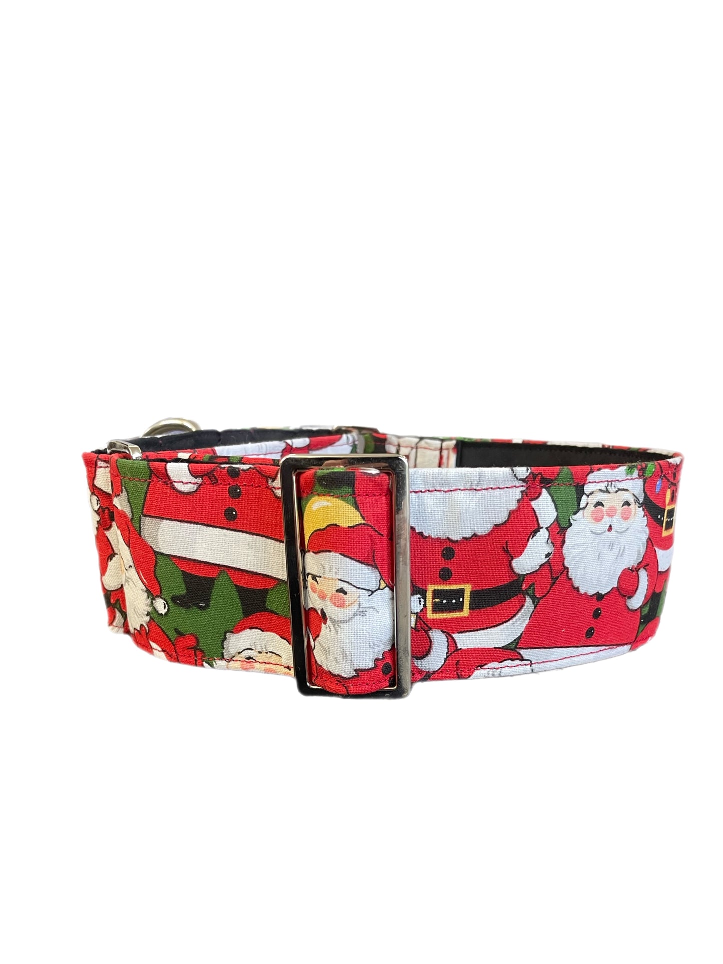 Merry making Christmas Santa Cotton covered greyhound Martingale collar 50mm width super soft
