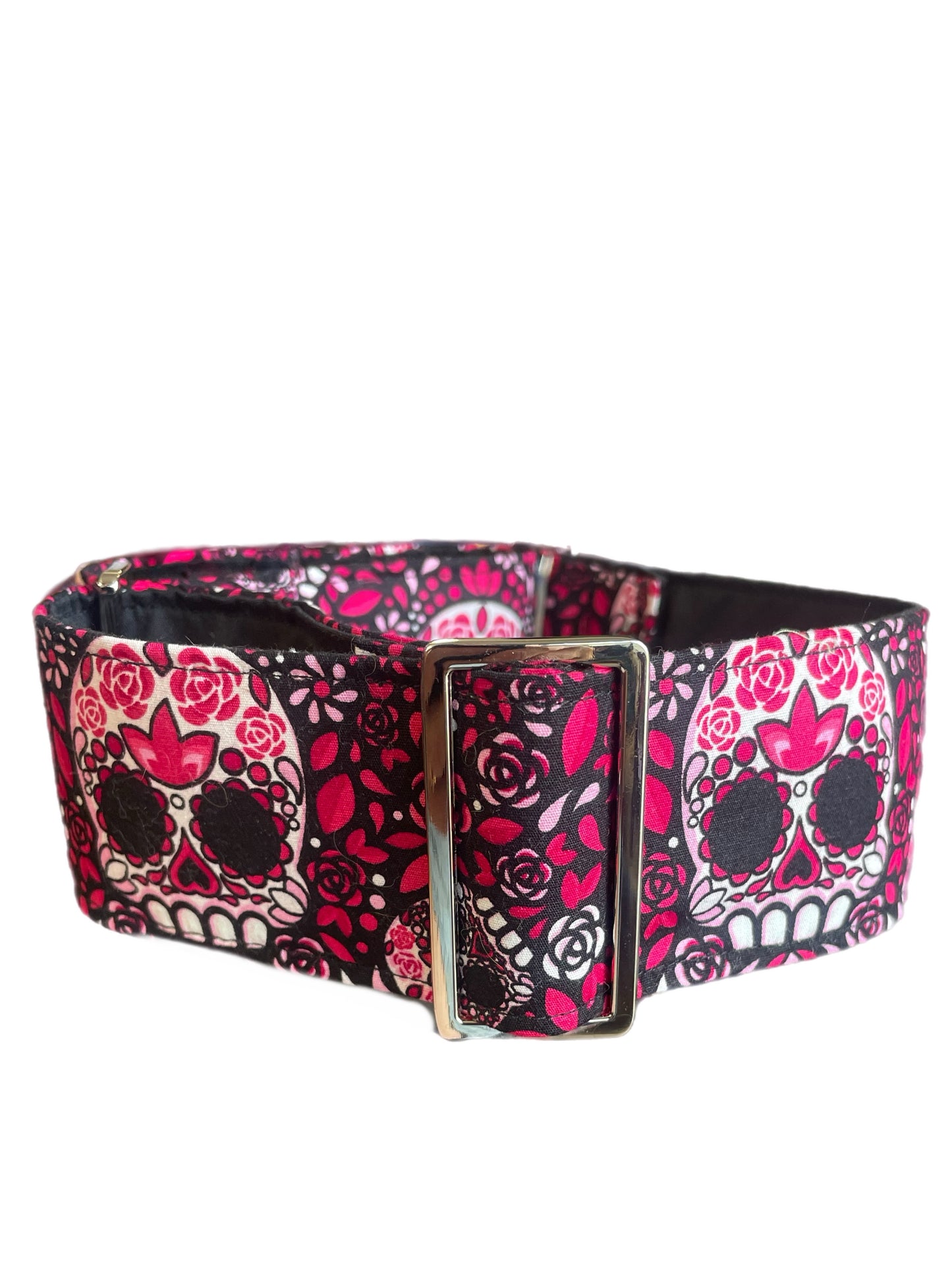 Skulls Martingale collar greyhound 5cms super soft cotton fabric