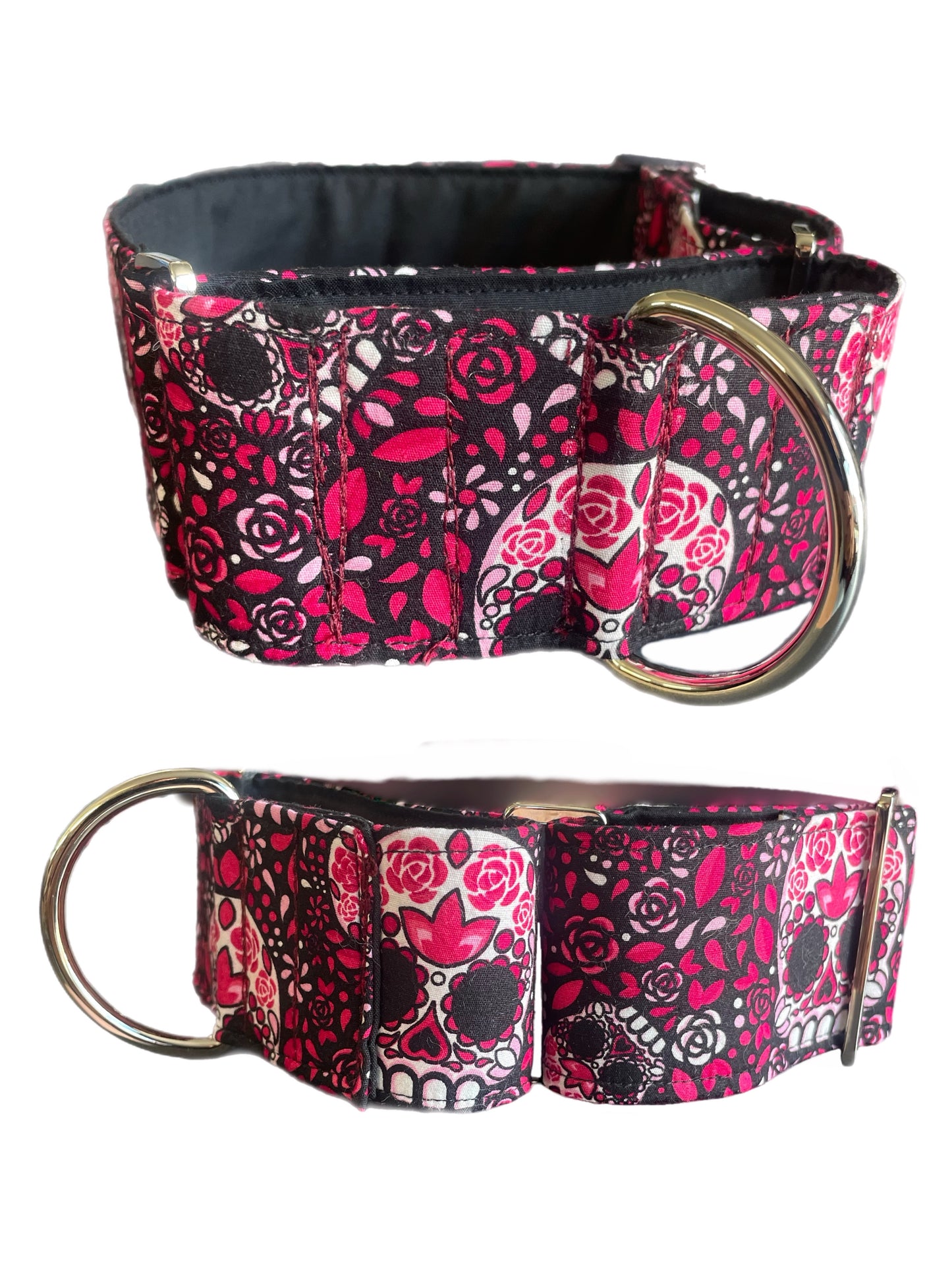 Skulls Martingale collar greyhound 5cms super soft cotton fabric