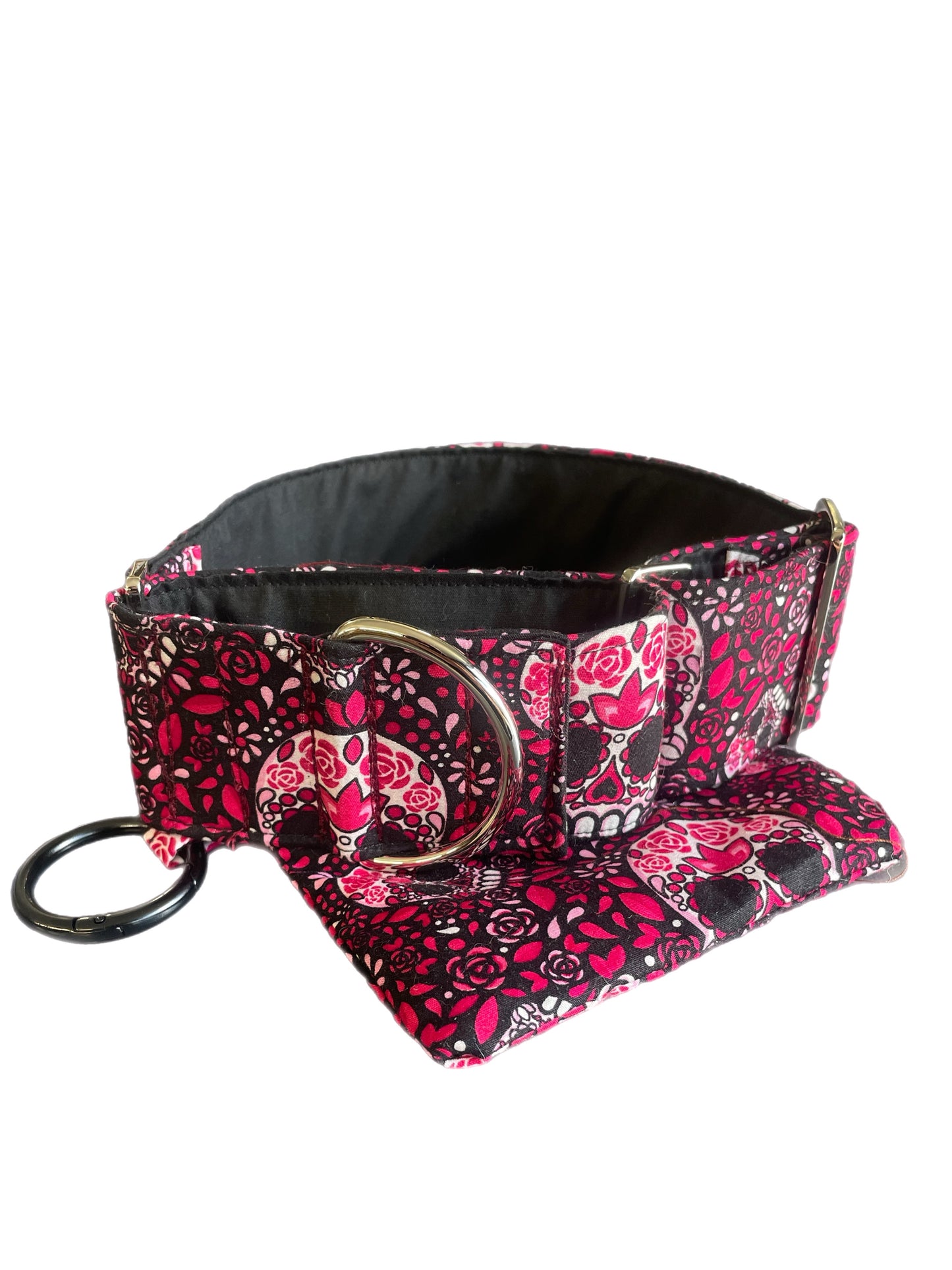 Skulls Martingale collar greyhound 5cms super soft cotton fabric
