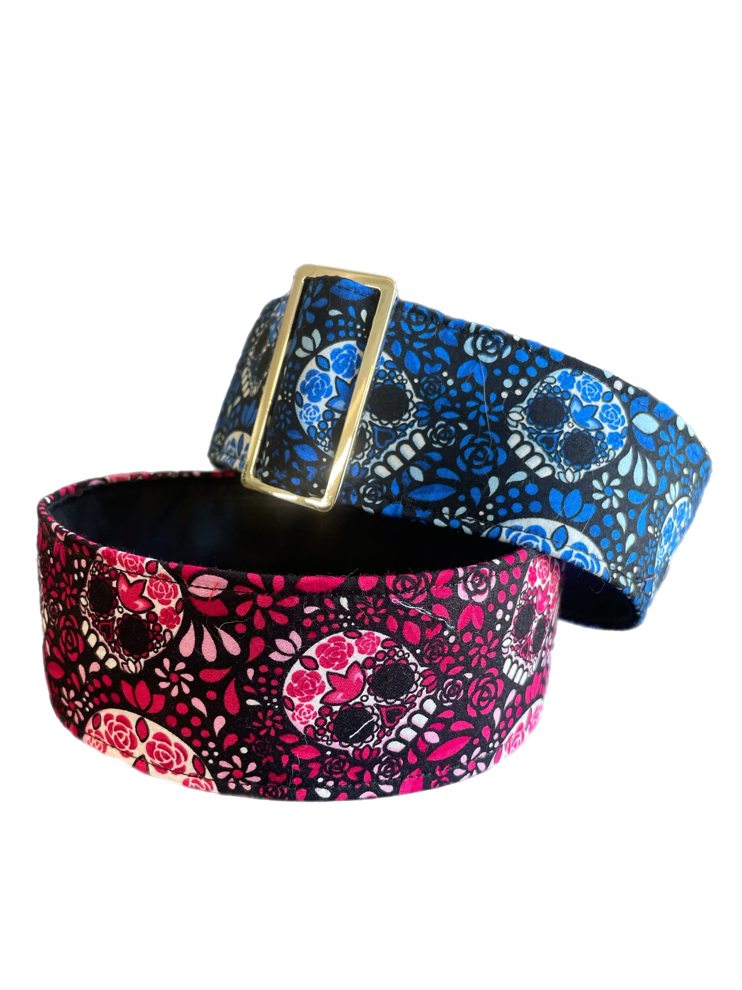 Skulls Martingale collar greyhound 5cms super soft cotton fabric