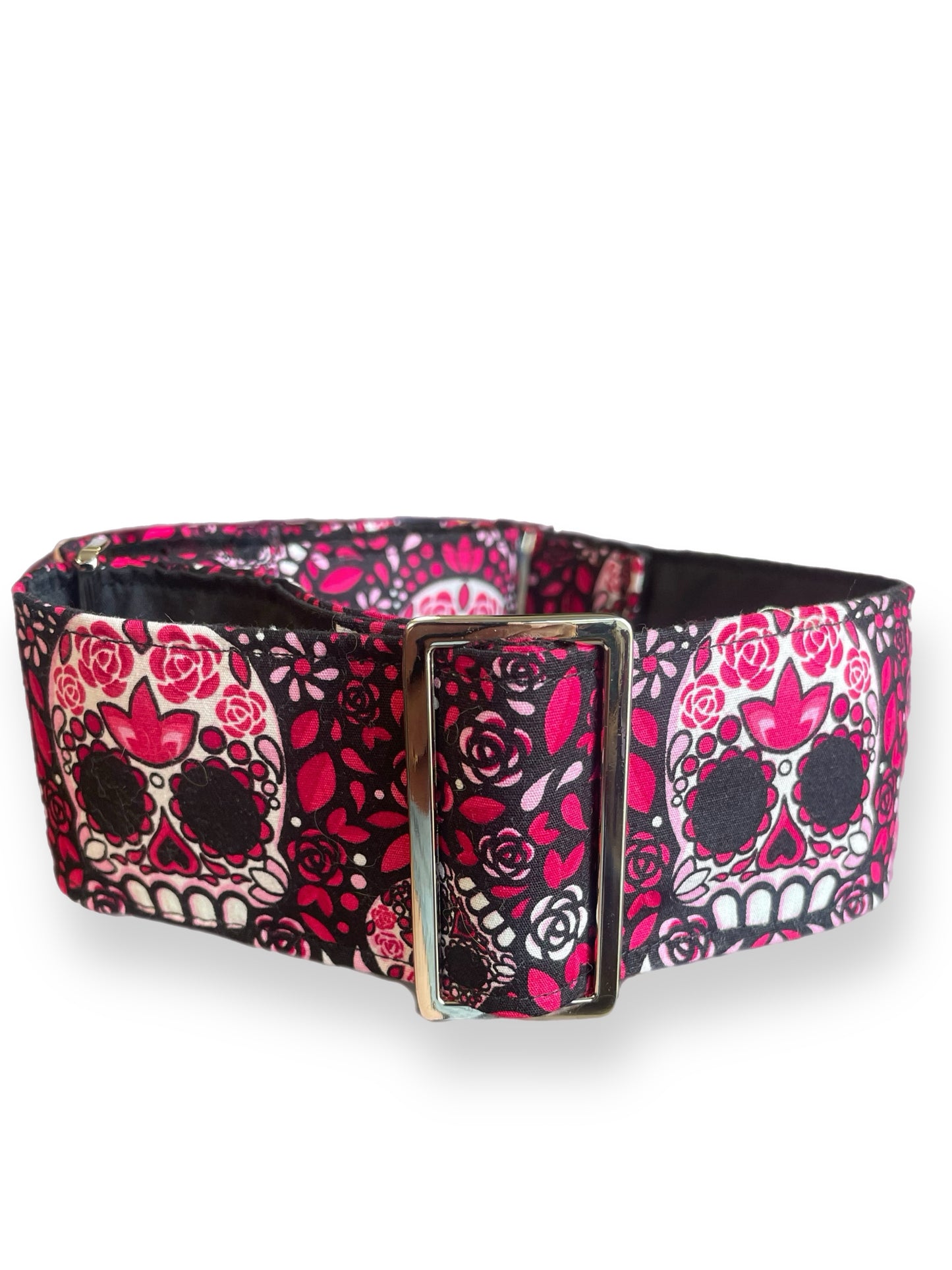 Skulls Martingale collar greyhound 5cms super soft cotton fabric