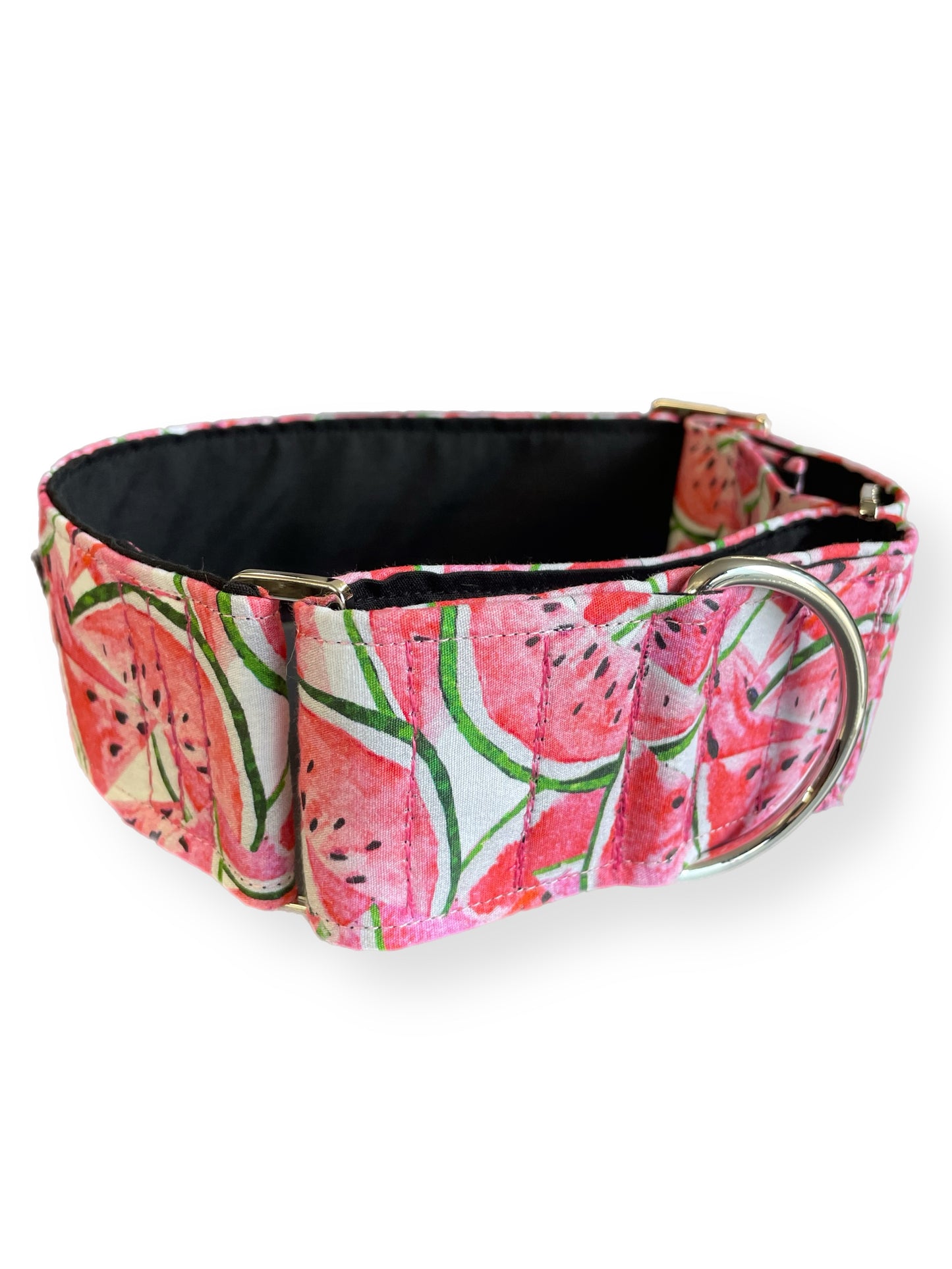 Watermelon in soft tones greyhound Martingale collar cotton covered 50mm width super soft