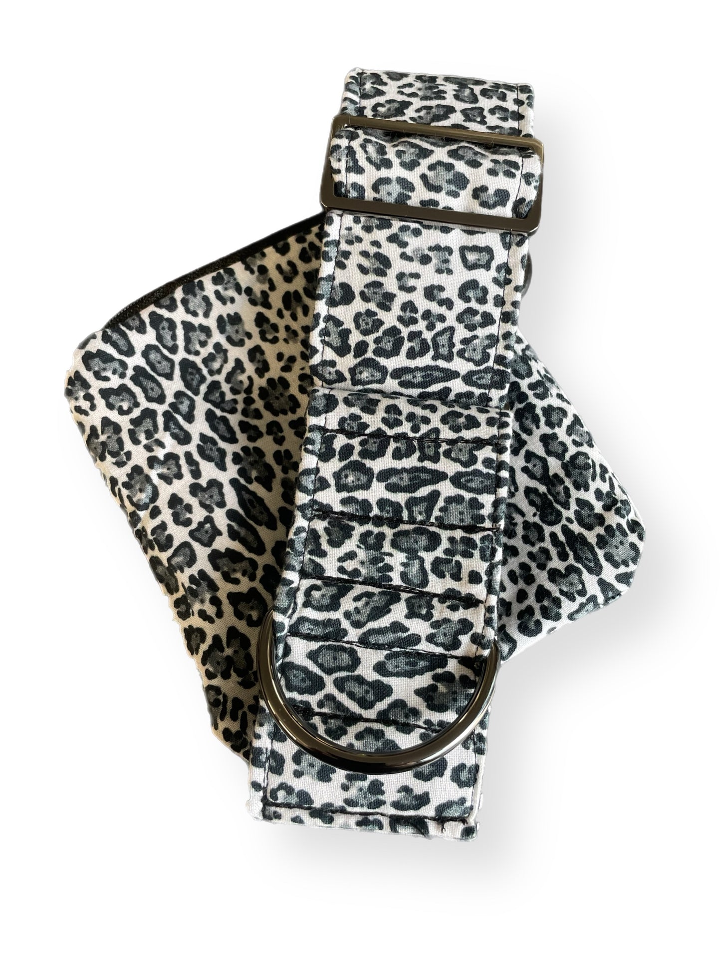 Snow leopard b&w greyhound whippet wide Martingale collar cotton covered super soft