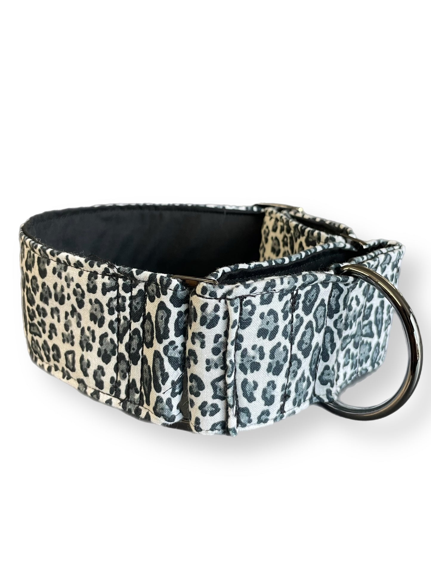 Snow leopard b&w greyhound whippet wide Martingale collar cotton covered super soft