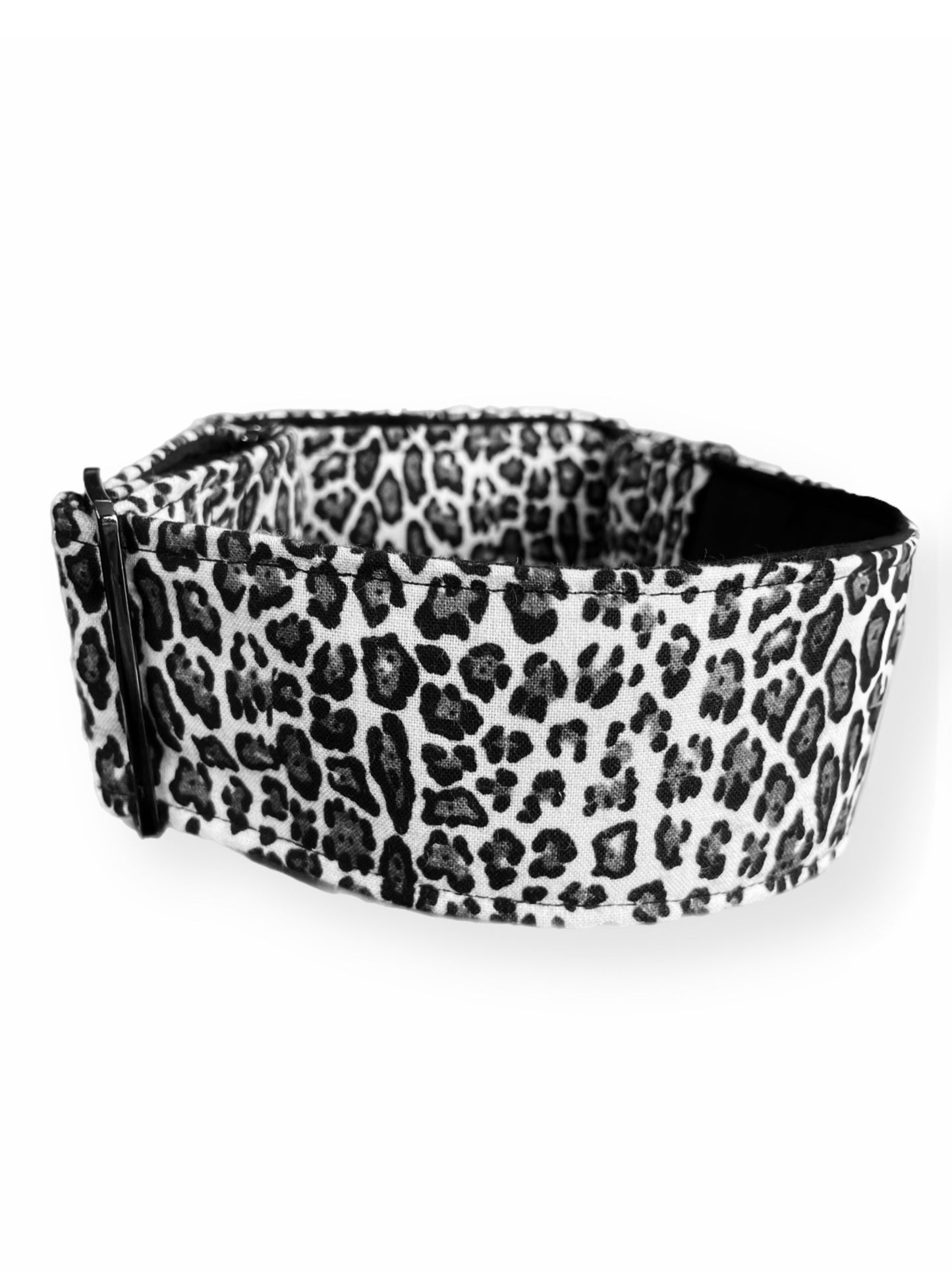 Snow leopard b&w greyhound whippet wide Martingale collar cotton covered super soft