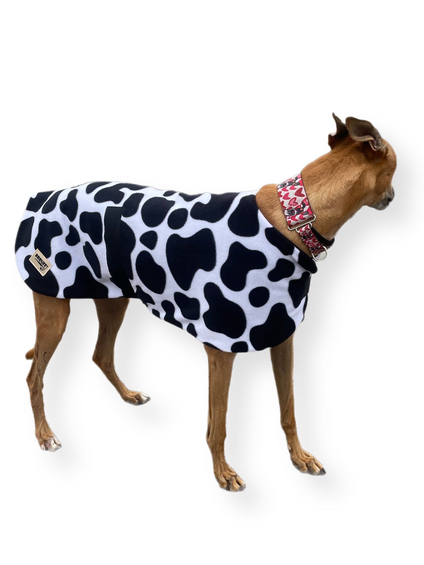 Autumn range greyhound classic style Greyhound ‘cow print’ coat double fleece washable