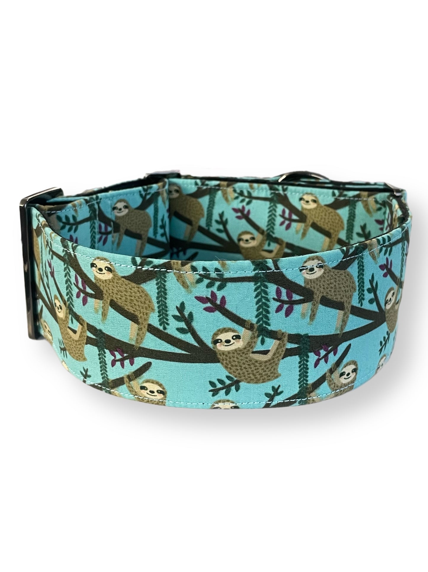 Charming & whimsical playful sloth design Martingale collar greyhound collar cotton super soft fabric