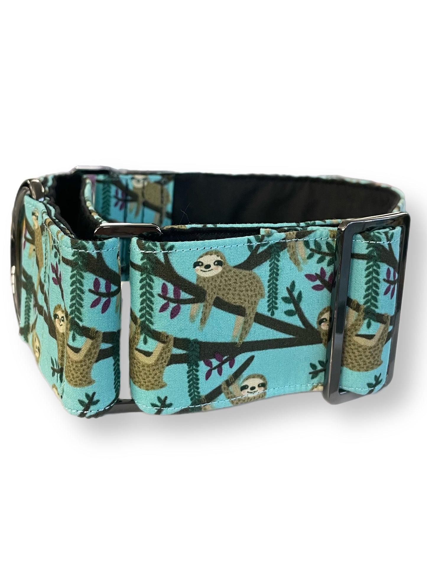 Charming & whimsical playful sloth design Martingale collar greyhound collar cotton super soft fabric