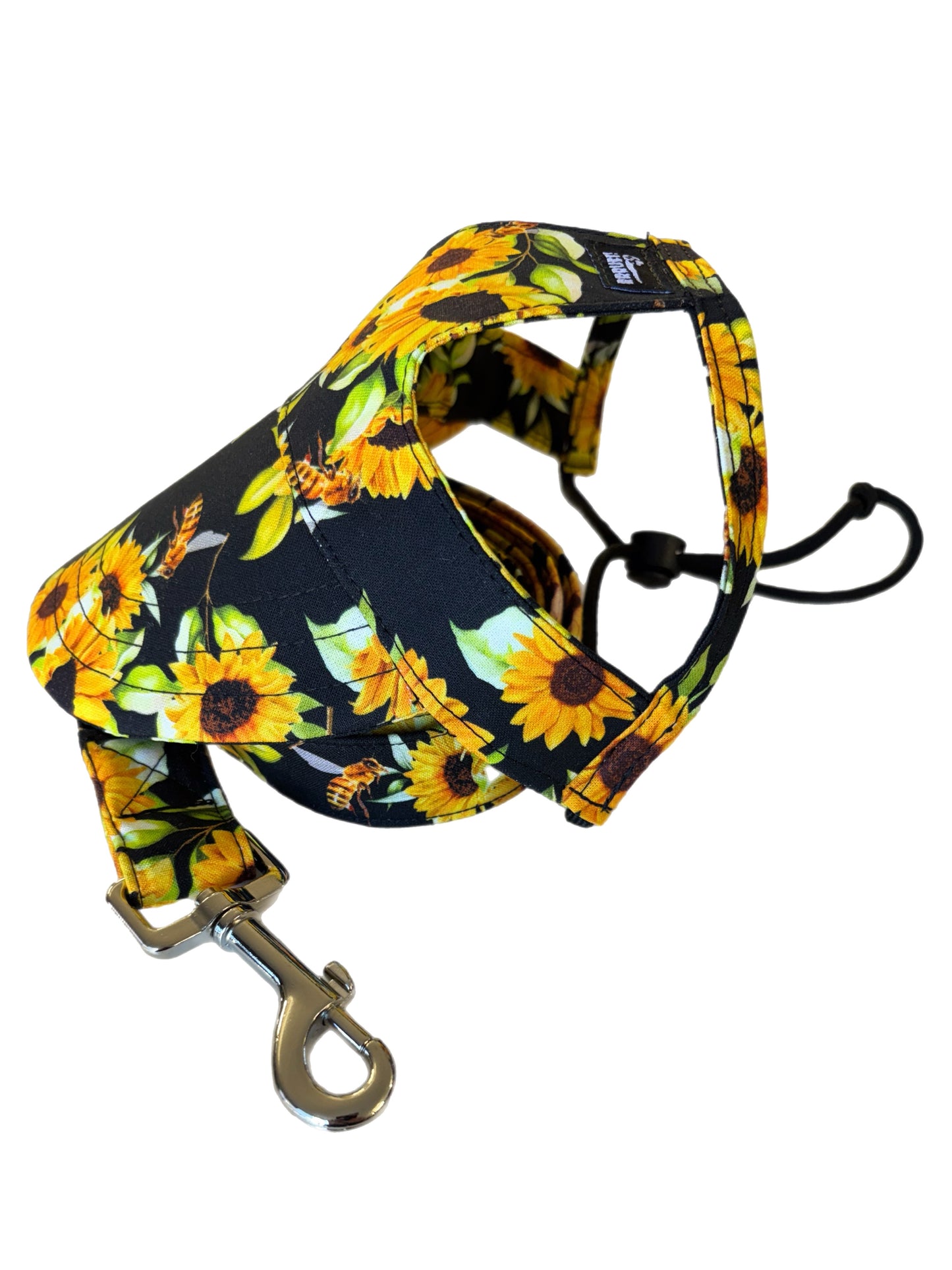 Stunning Sunflowers and bees on black Martingale collar greyhound collar cotton super soft fabric