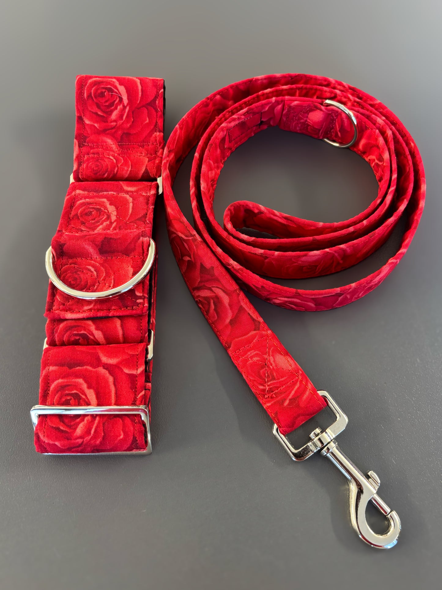 Red roses Martingale collar greyhound collar cotton super soft fabric