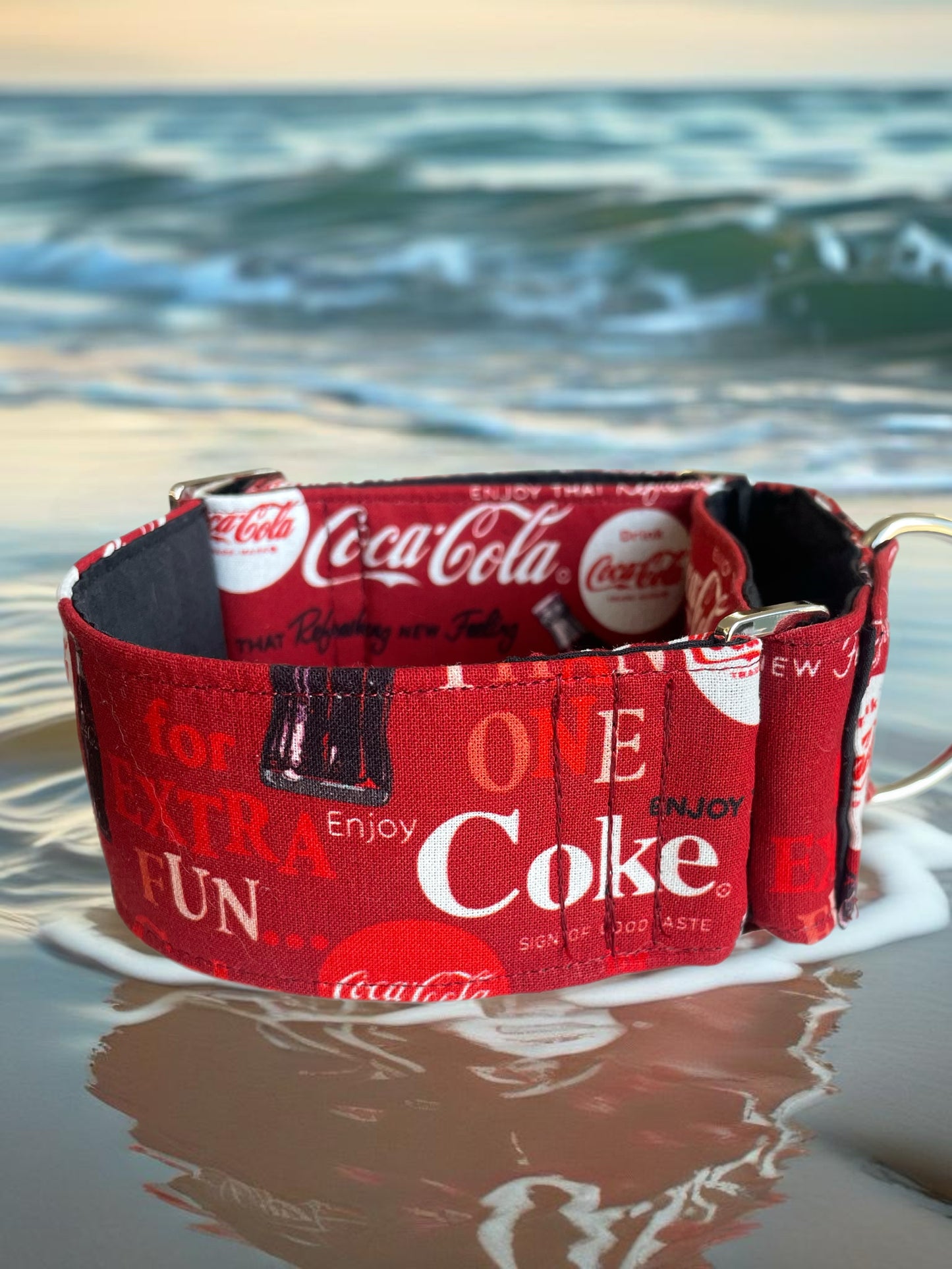 Classic coke design summer ready greyhound Martingale collar cotton covered 50mm width super soft