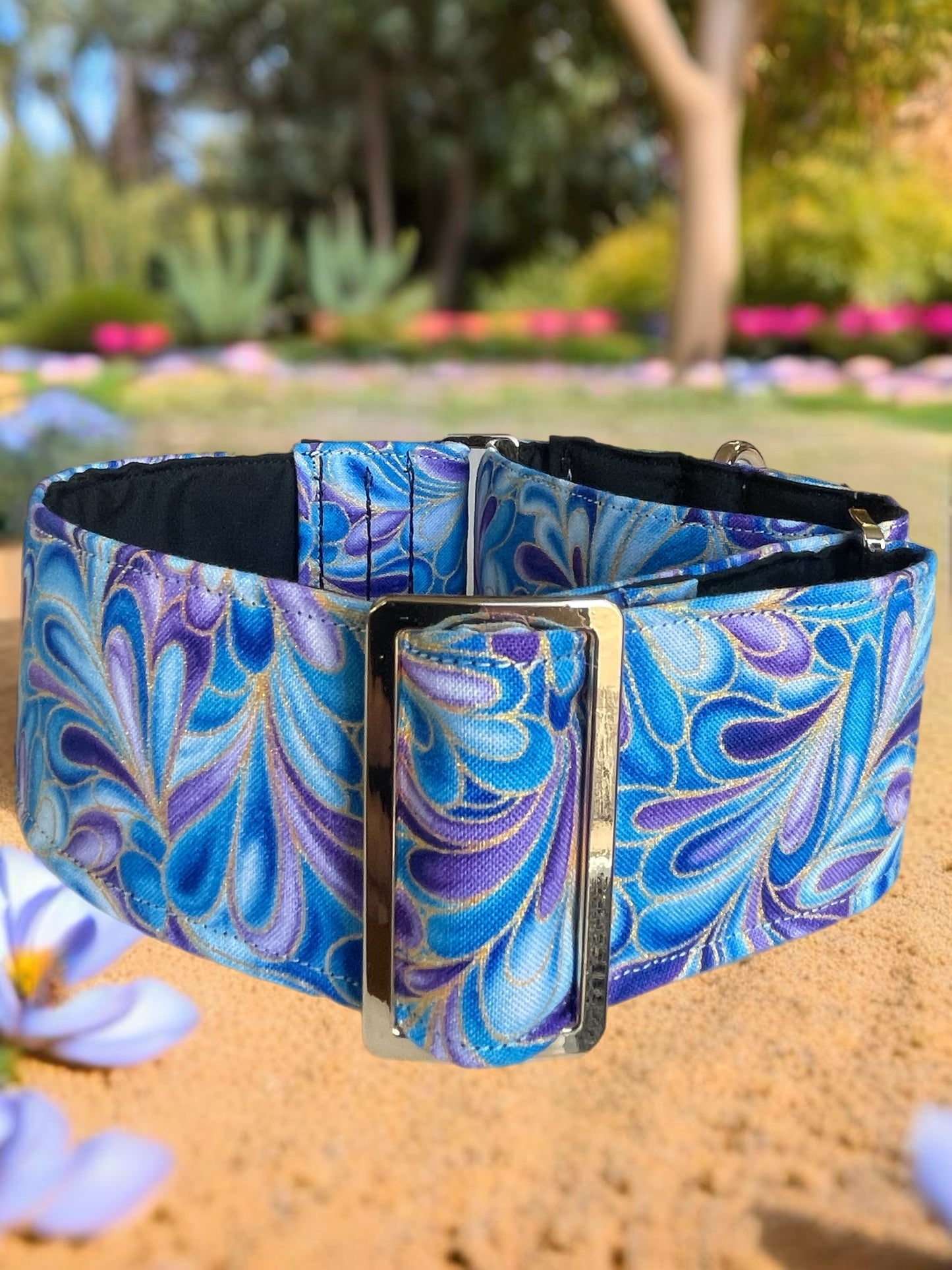 Beautiful romantic flowing design greyhound Martingale collar cotton covered super soft