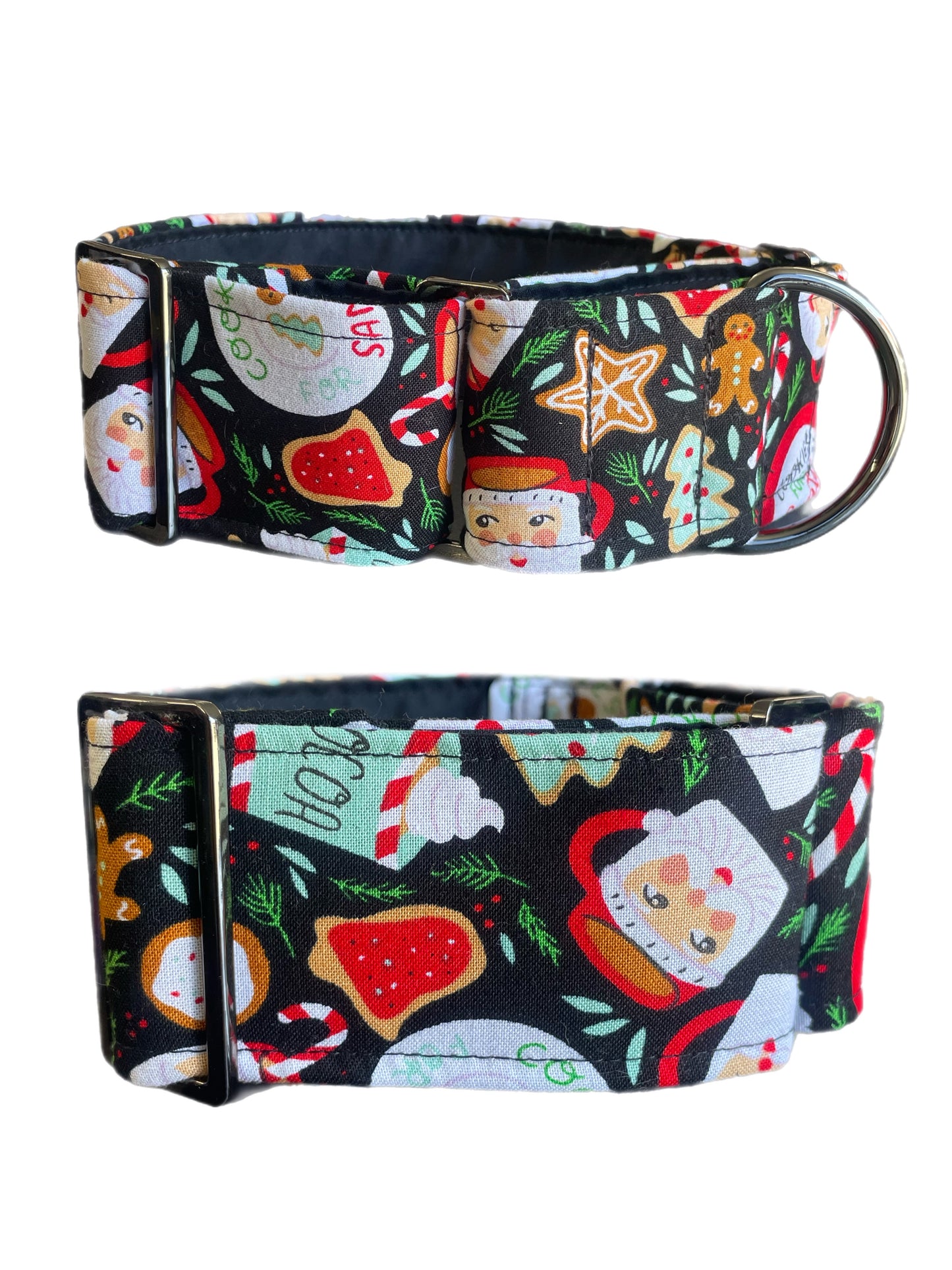 Christmas Santa & cookies Cotton covered greyhound Martingale collar comfortable super soft