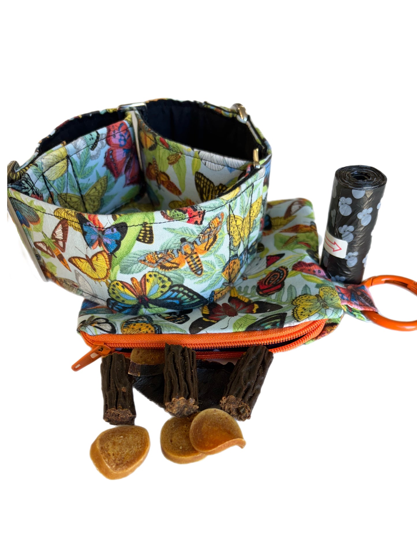 Only one. Seconds. Butterflies 50mm Cotton martingale collar plus go bag filled with treats. On sale