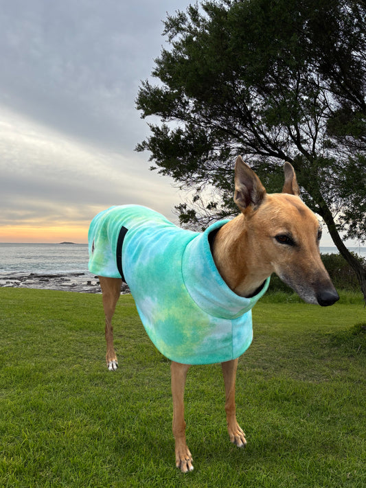Mint crisp snuggly green tie dye fleece sports