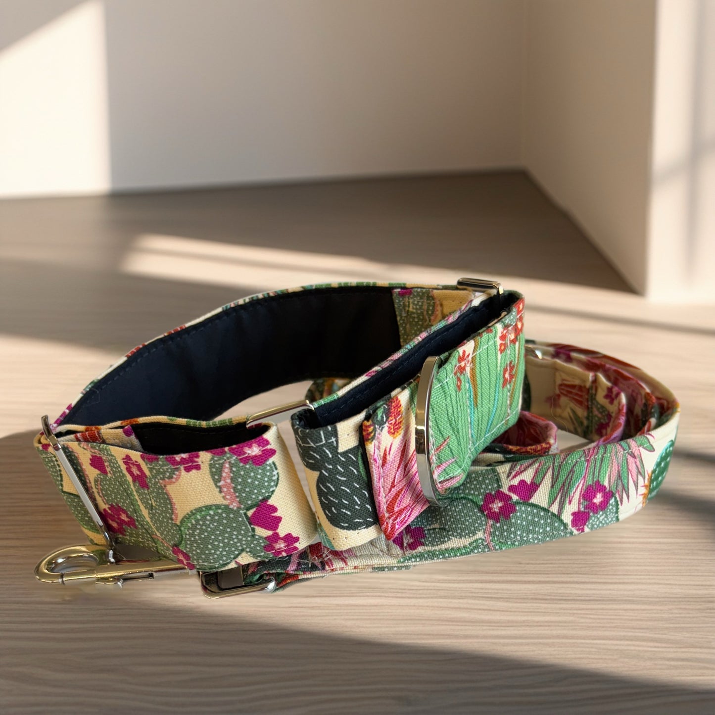 Cool cactus Greyhound Martingale collar cotton covered 50mm width super soft