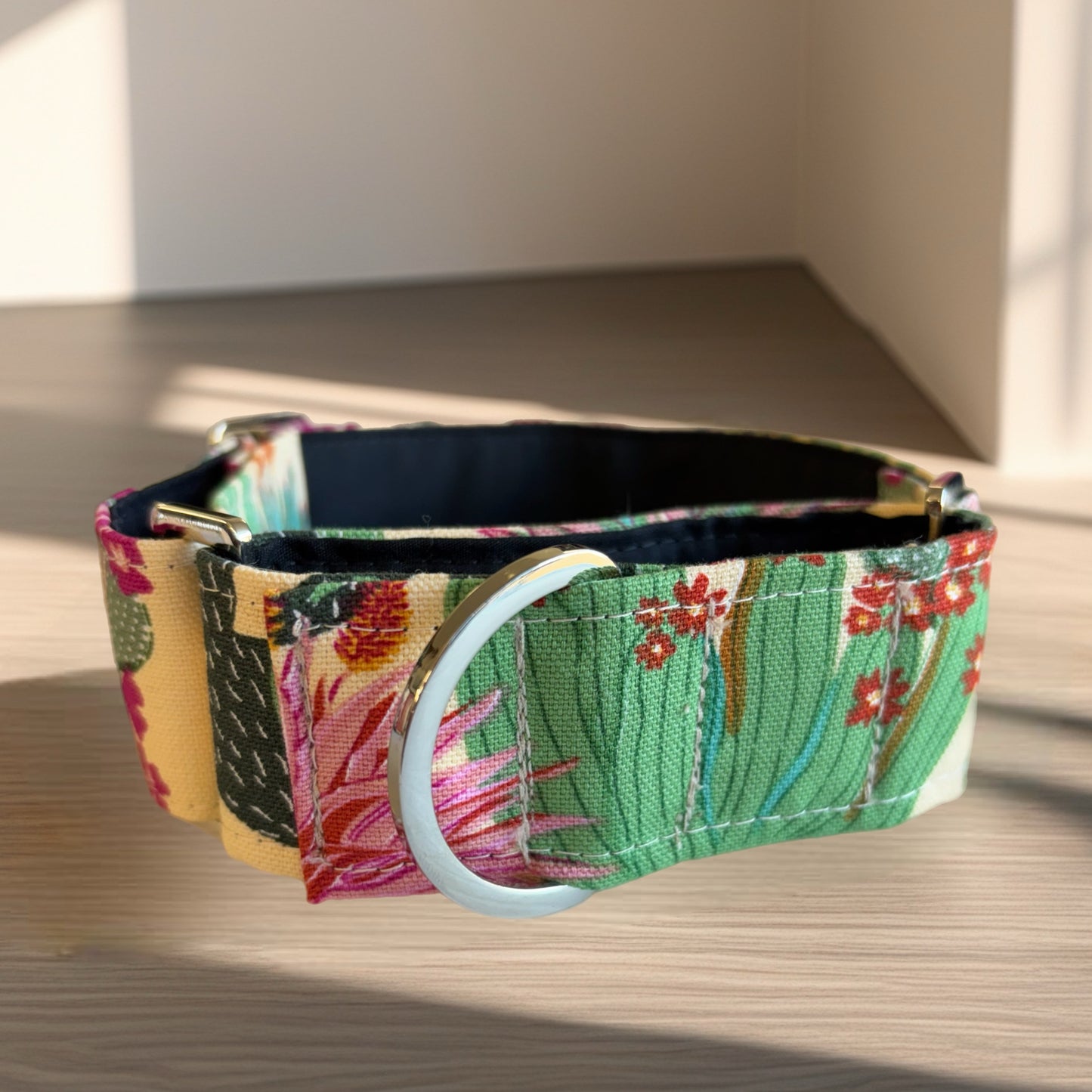 Cool cactus Greyhound Martingale collar cotton covered 50mm width super soft