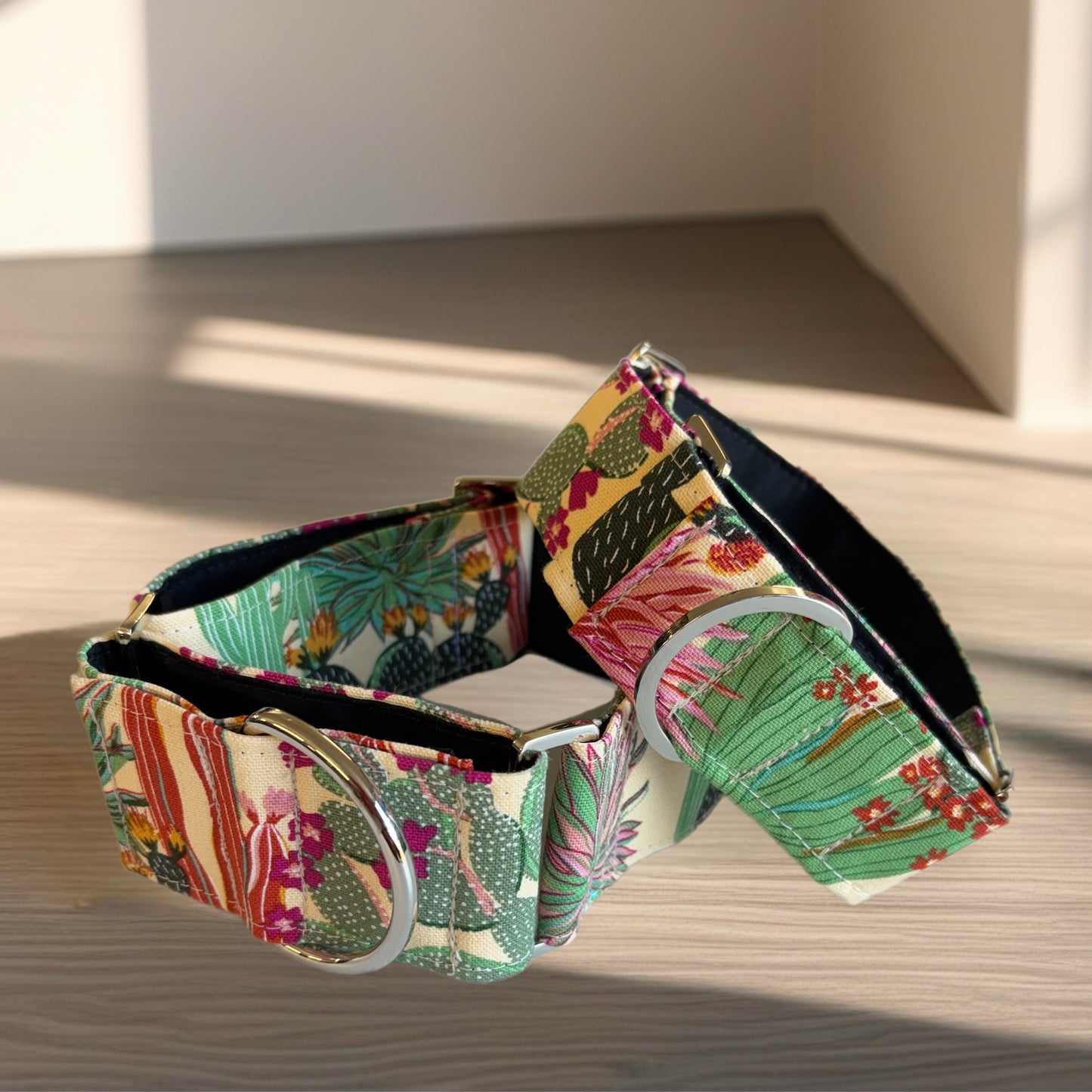 Cool cactus Greyhound Martingale collar cotton covered 50mm width super soft