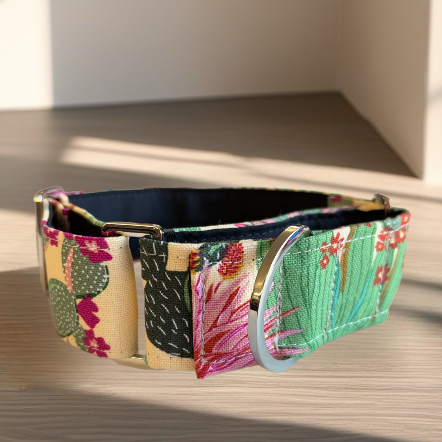 Cool cactus Greyhound Martingale collar cotton covered 50mm width super soft