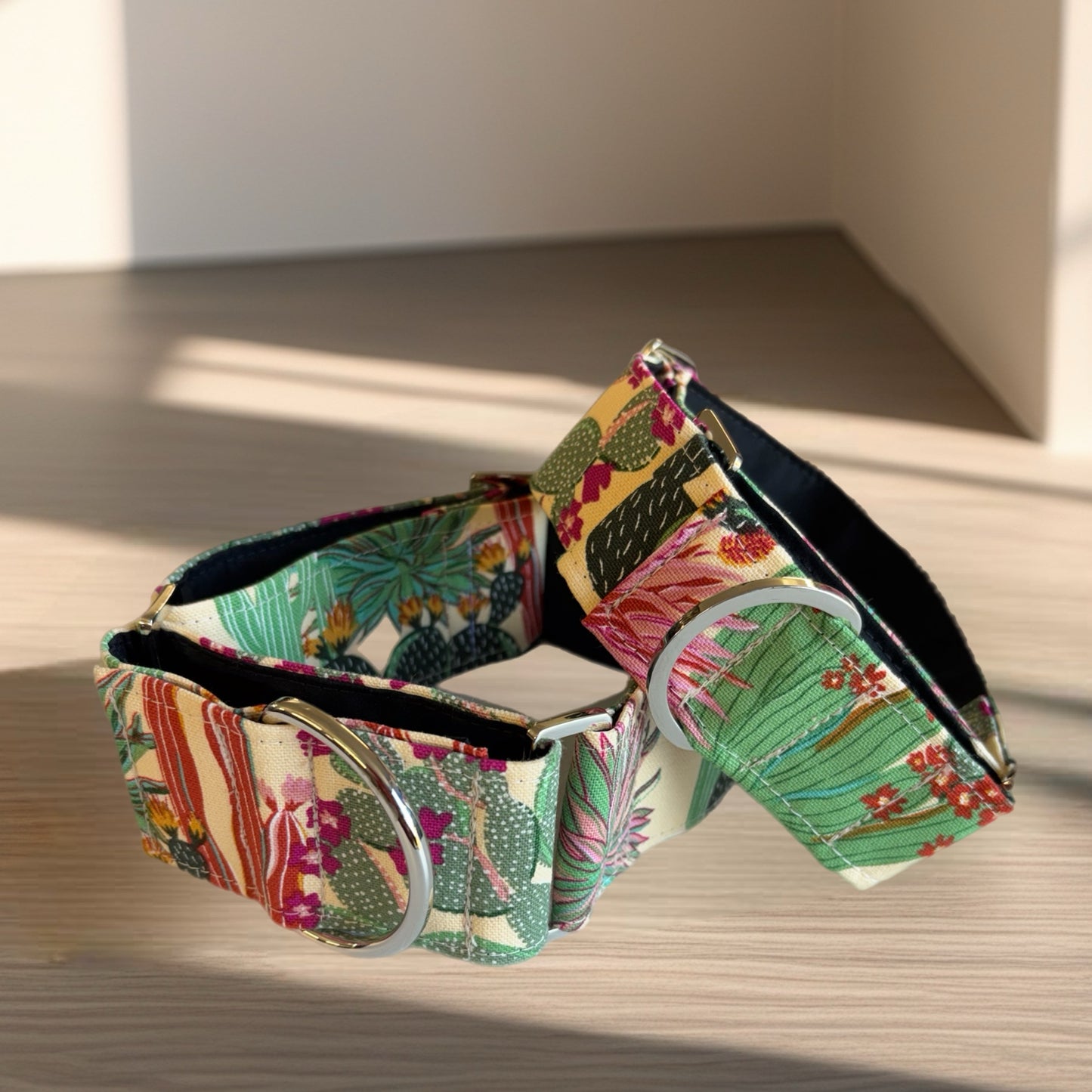 Cool cactus Greyhound Martingale collar cotton covered 50mm width super soft
