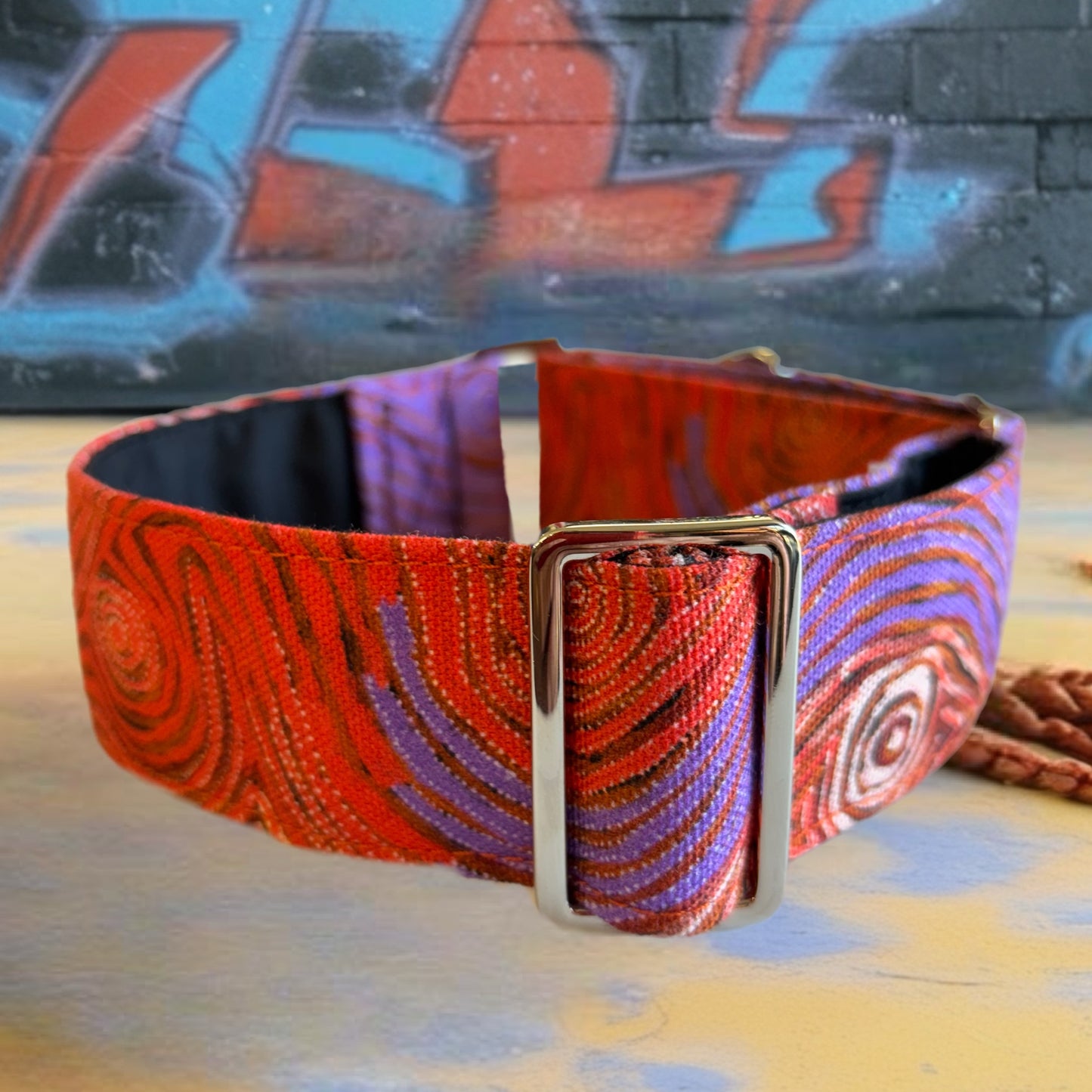 Indigenous art Greyhound Martingale collar cotton covered 50mm width super soft