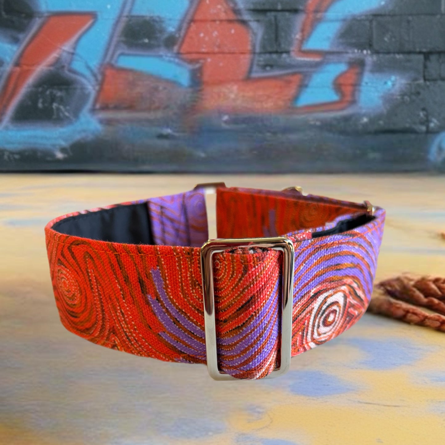 Indigenous art Greyhound Martingale collar cotton covered 50mm width super soft