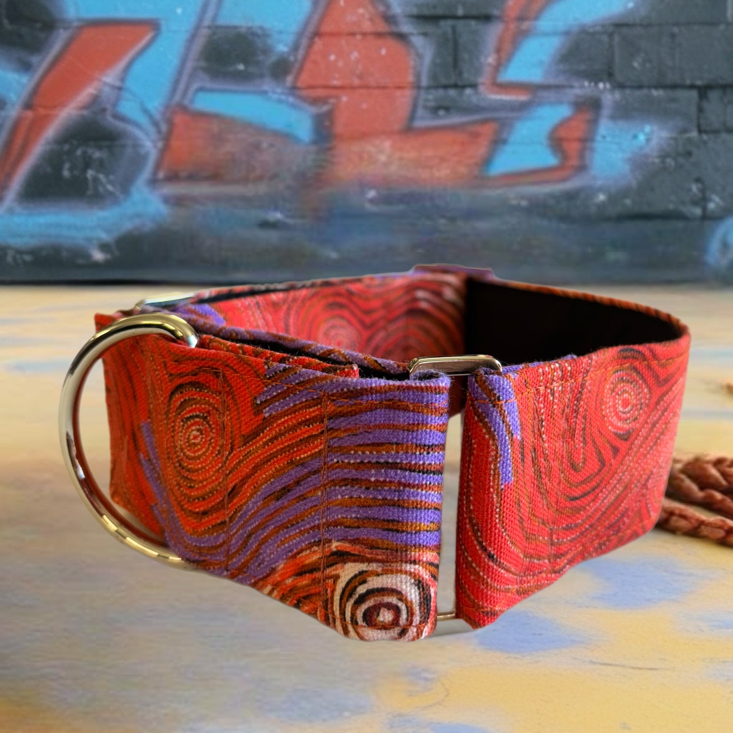 Indigenous art Greyhound Martingale collar cotton covered 50mm width super soft