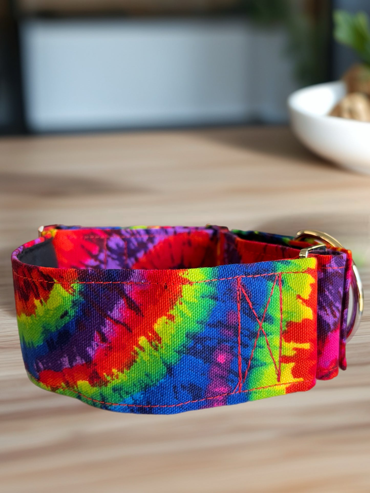 Retro vibrant Greyhound Martingale collar cotton covered 50mm width super soft
