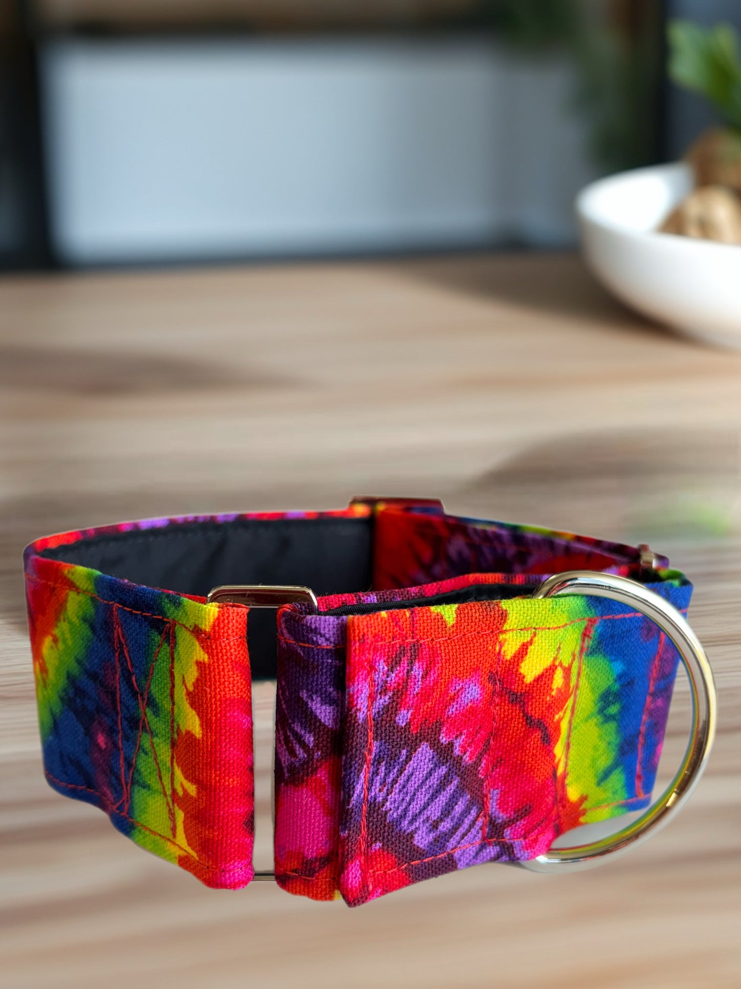 Retro vibrant Greyhound Martingale collar cotton covered 50mm width super soft