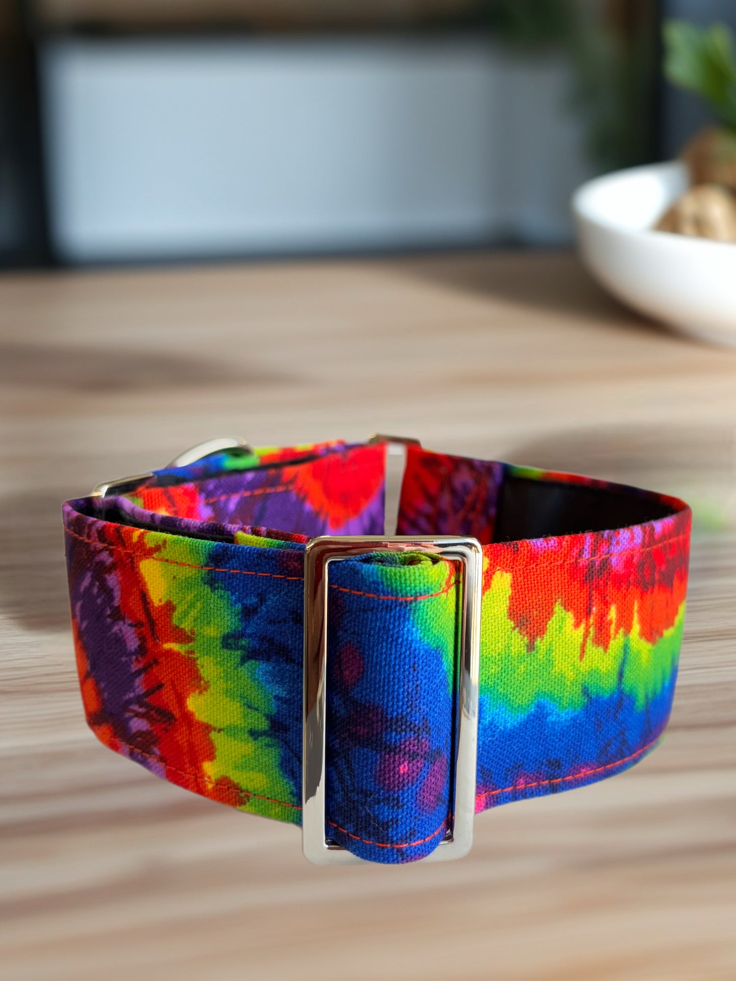 Retro vibrant Greyhound Martingale collar cotton covered 50mm width super soft
