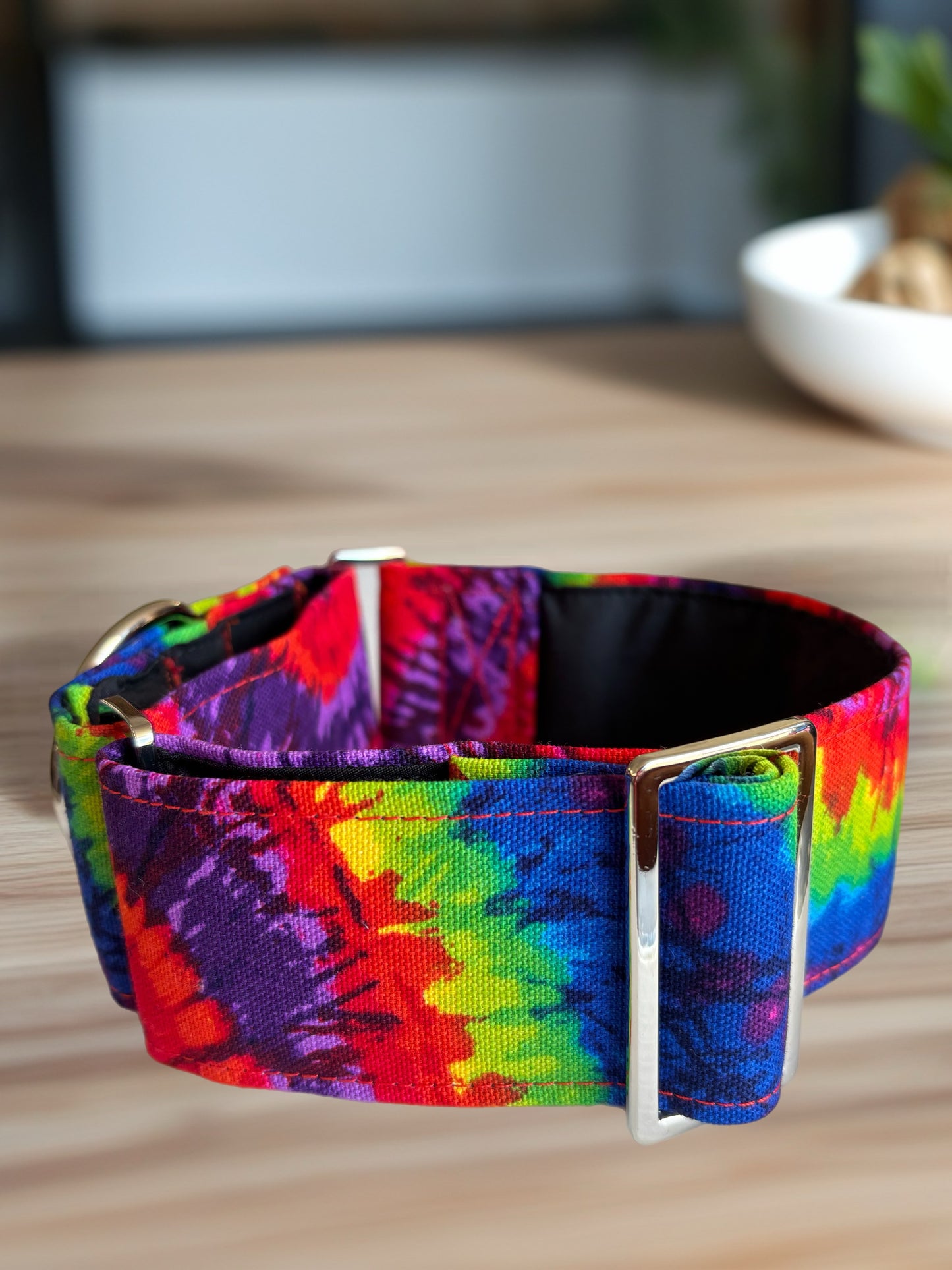 Retro vibrant Greyhound Martingale collar cotton covered 50mm width super soft