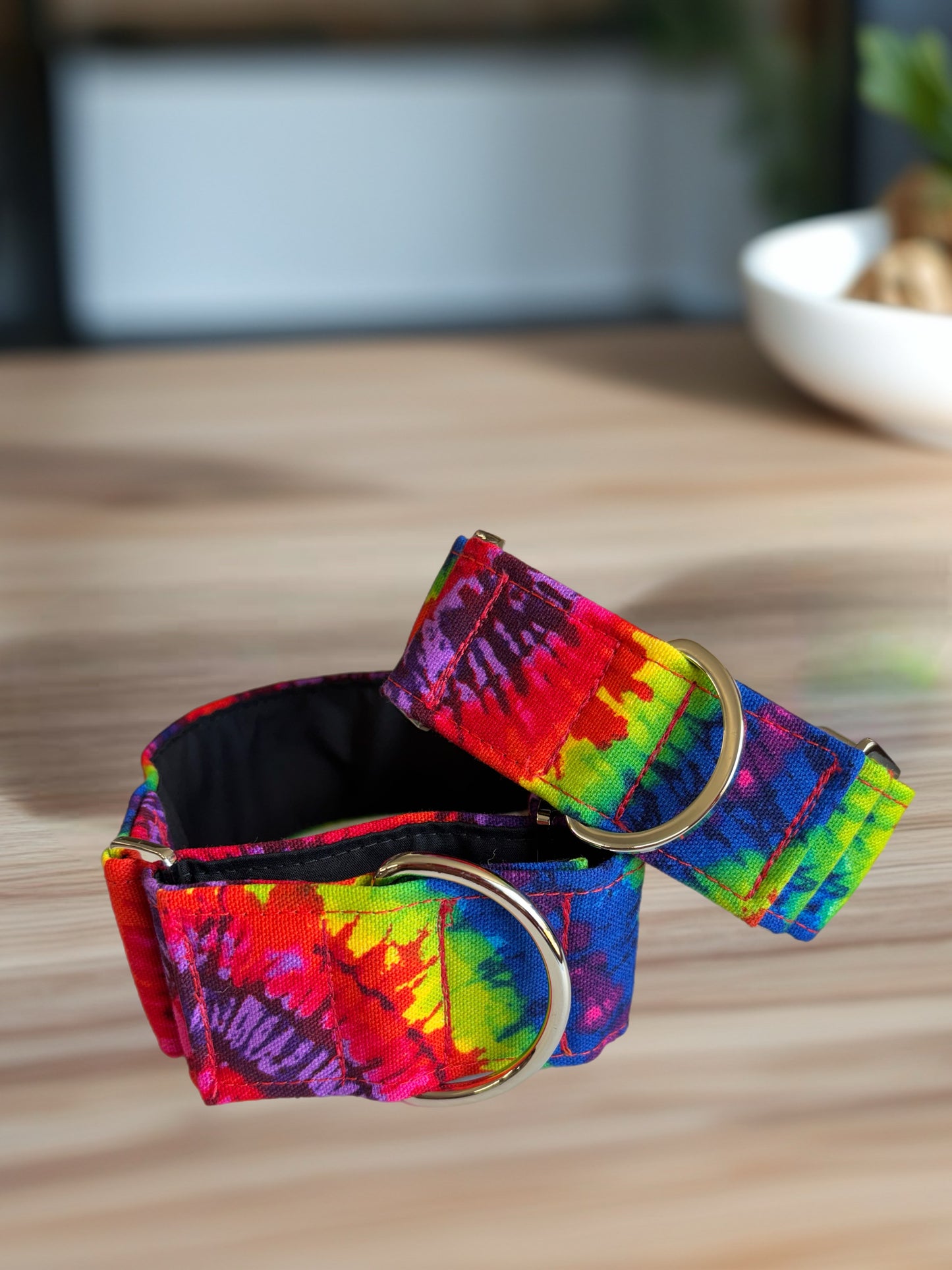 Retro vibrant Greyhound Martingale collar cotton covered 50mm width super soft