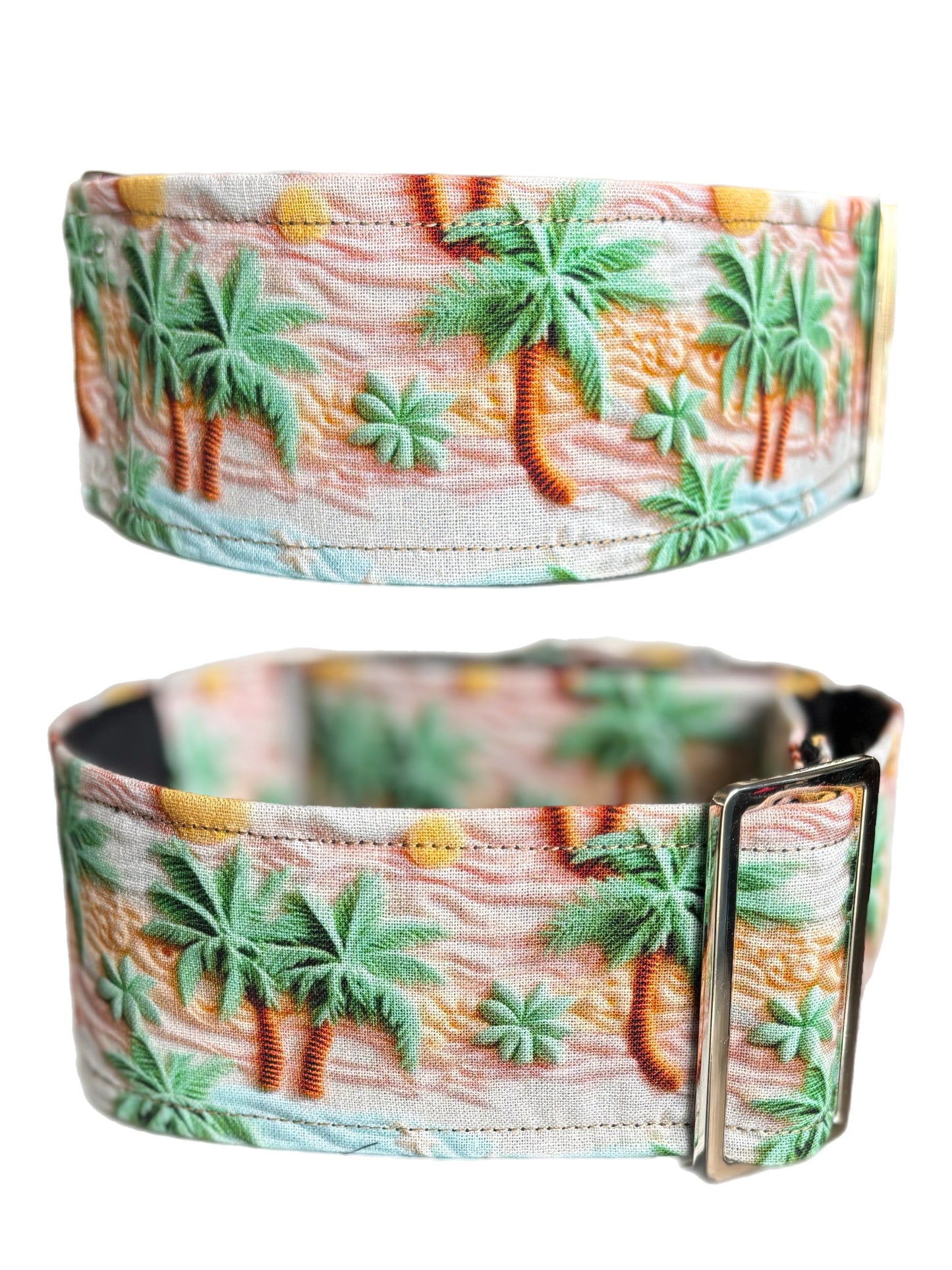 Palm trees splendour Greyhound Martingale collar cotton covered 50mm width soft