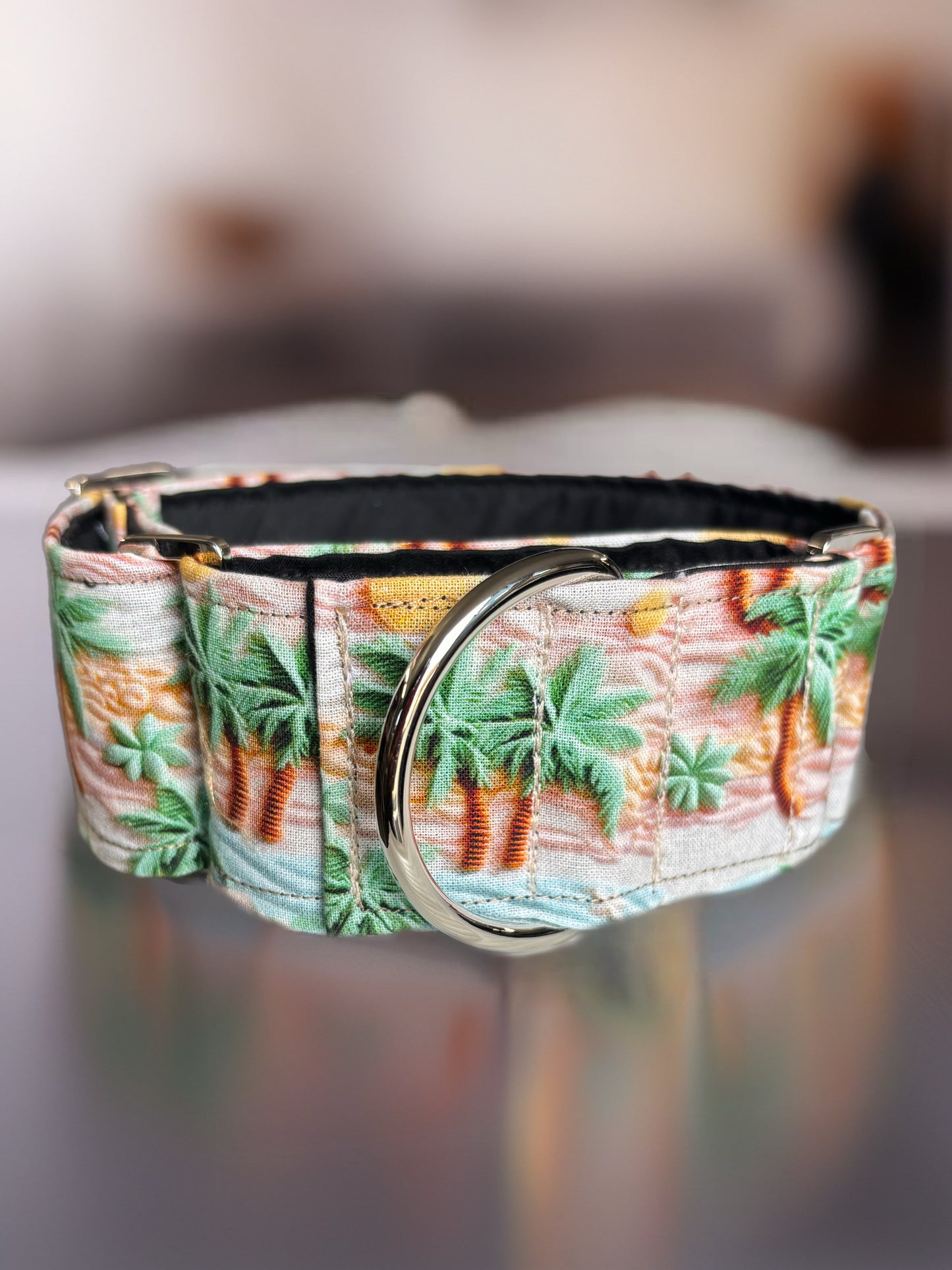 Palm trees splendour Greyhound Martingale collar cotton covered 50mm width soft