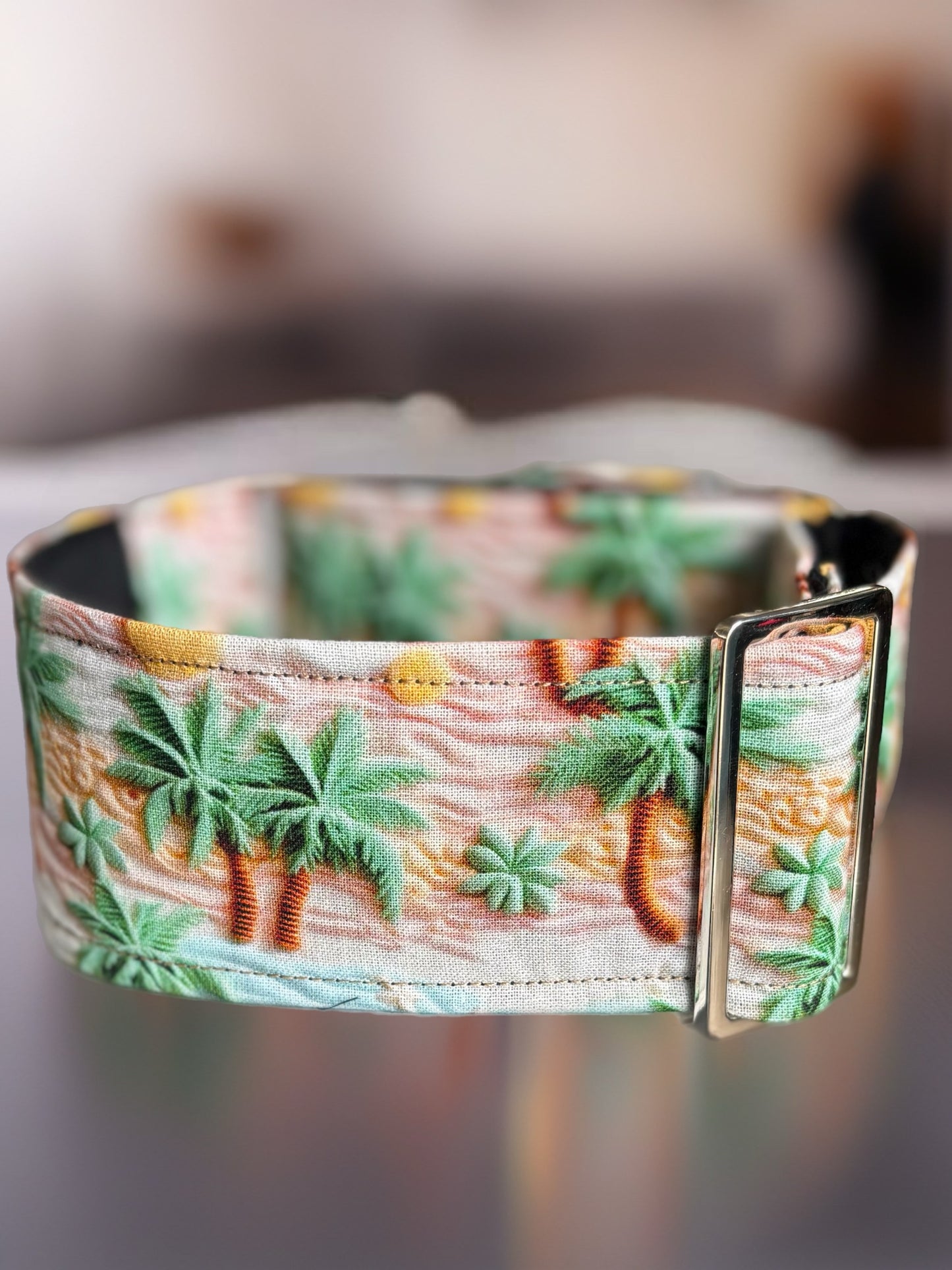 Palm trees splendour Greyhound Martingale collar cotton covered 50mm width soft