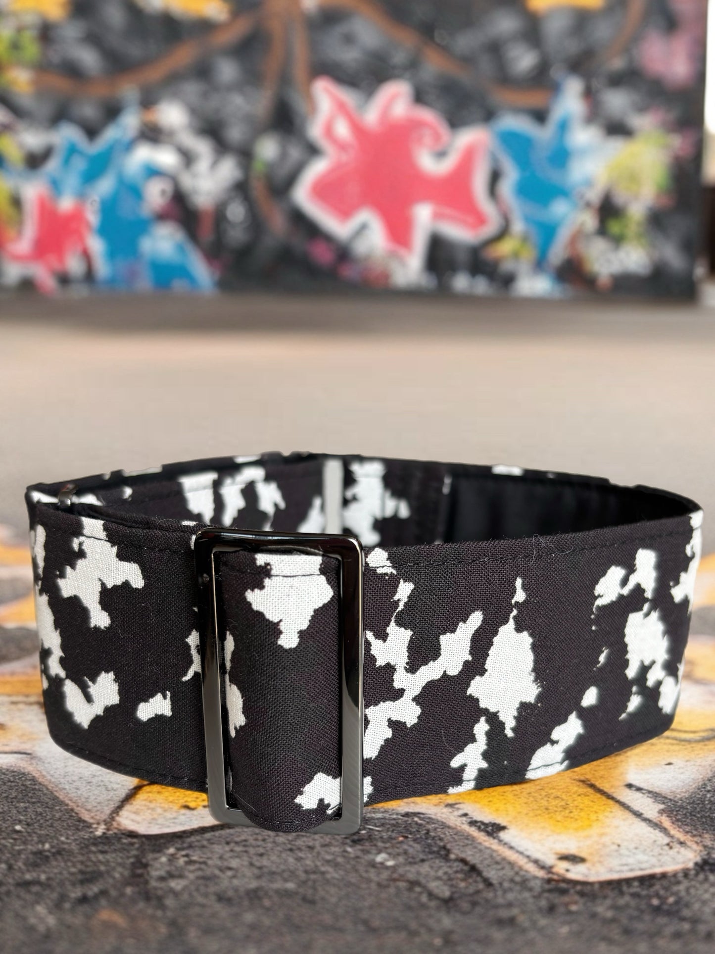 Cammo in & white Greyhound Martingale collar cotton covered 50mm width soft