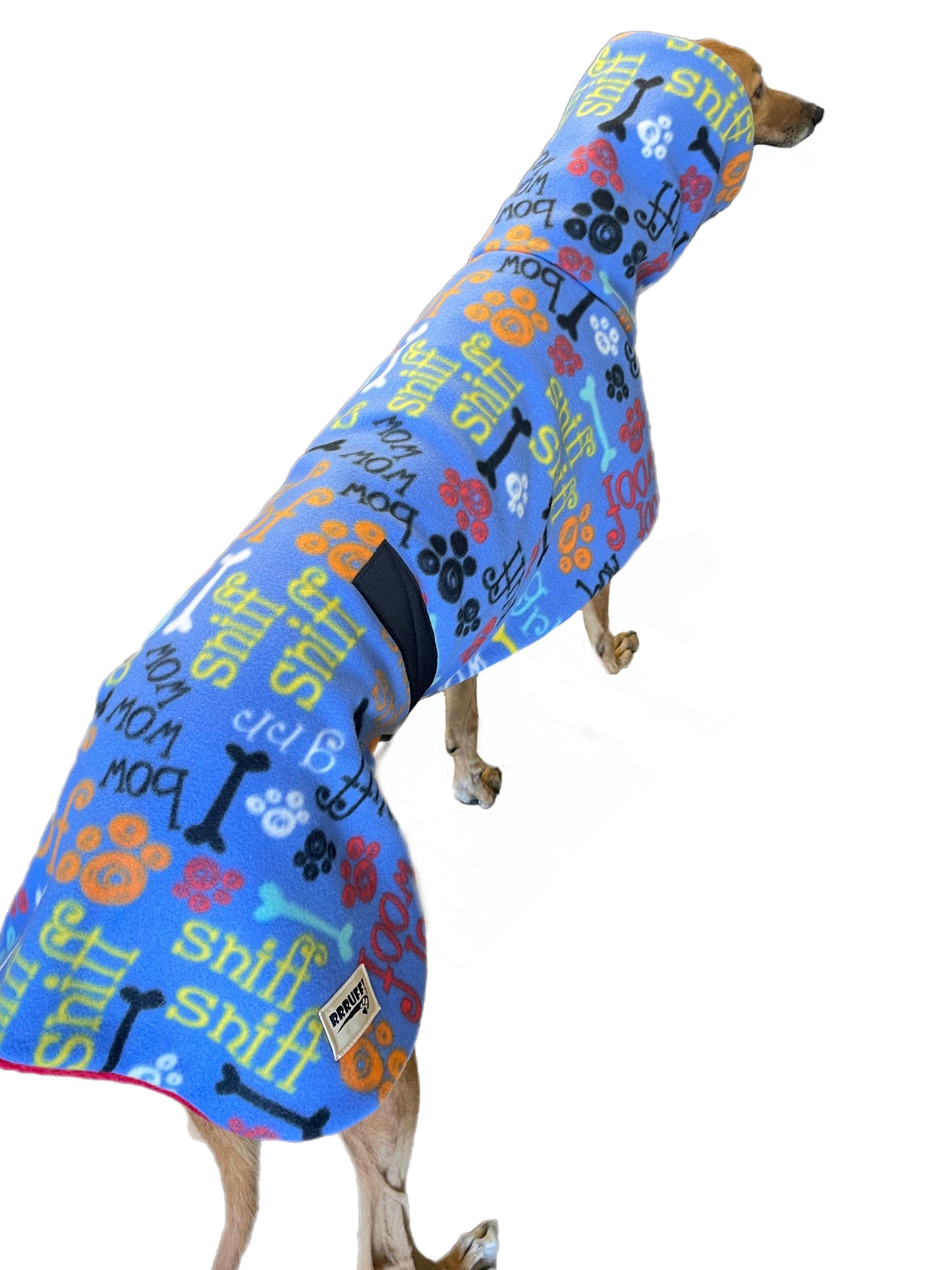 A splash of fun greyhound coat rug thick polar fleece washable extra wide neck hoodie