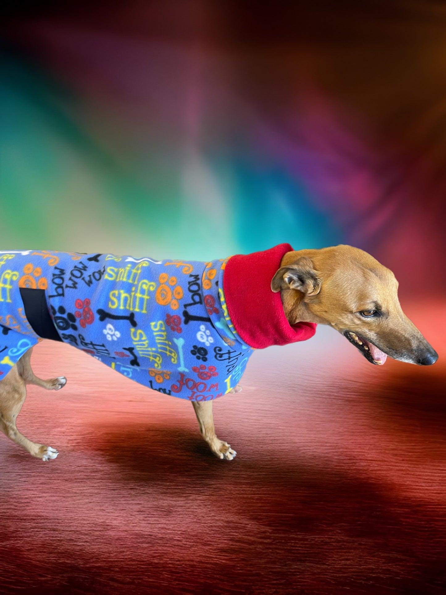 A splash of fun greyhound coat rug thick polar fleece washable extra wide neck hoodie
