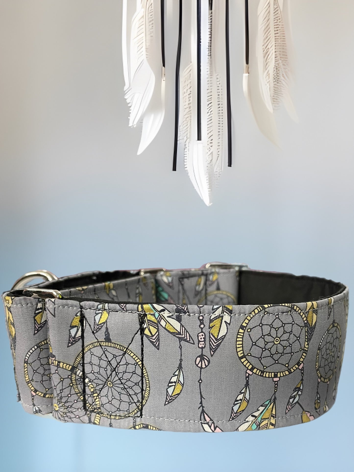 Dream catcher Cotton covered greyhound Martingale collar 50mm width super soft