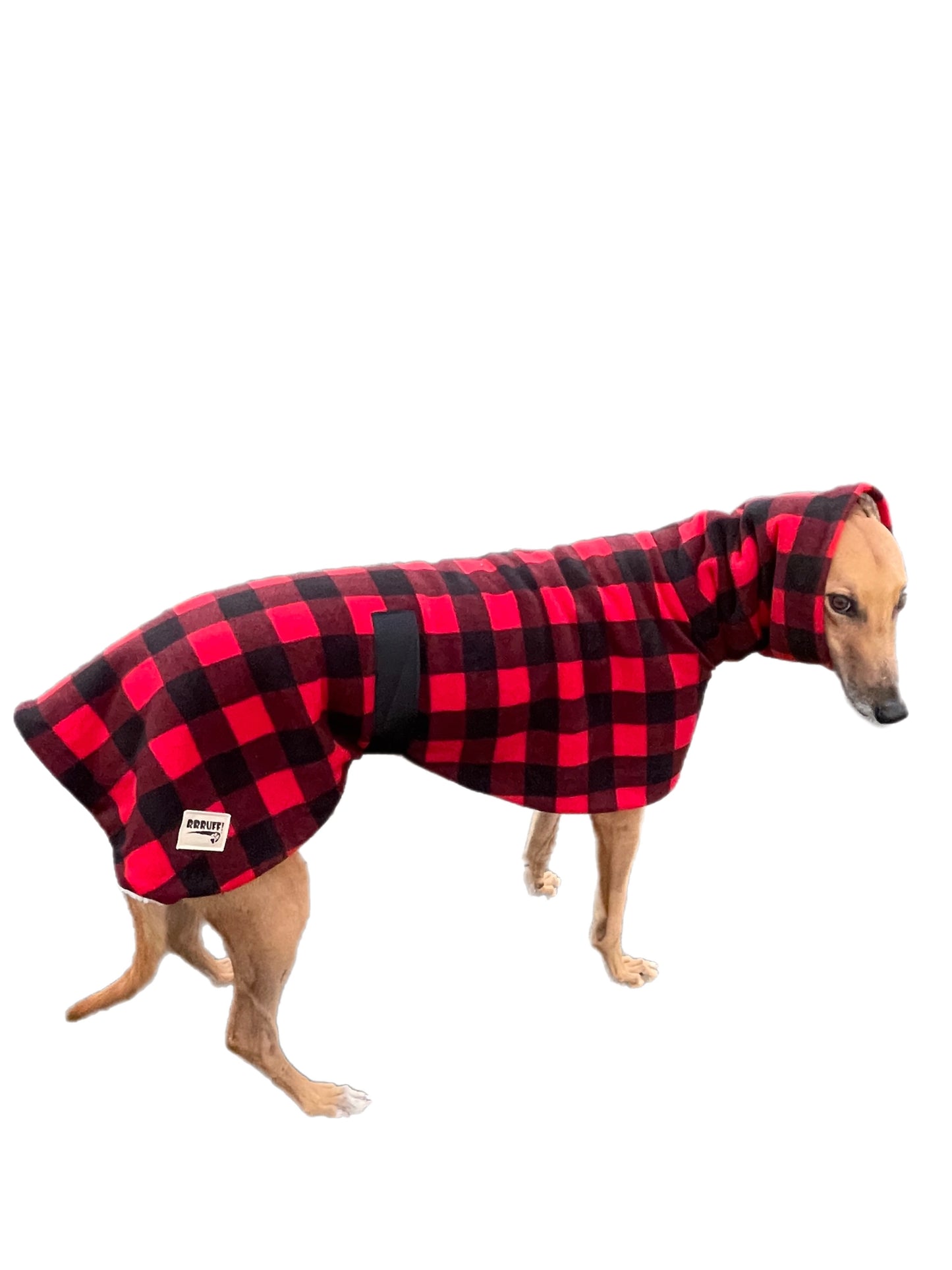 The red Lumberjack Greyhound coat in deluxe style rug red black tartan check polar fleece washable extra wide neck
